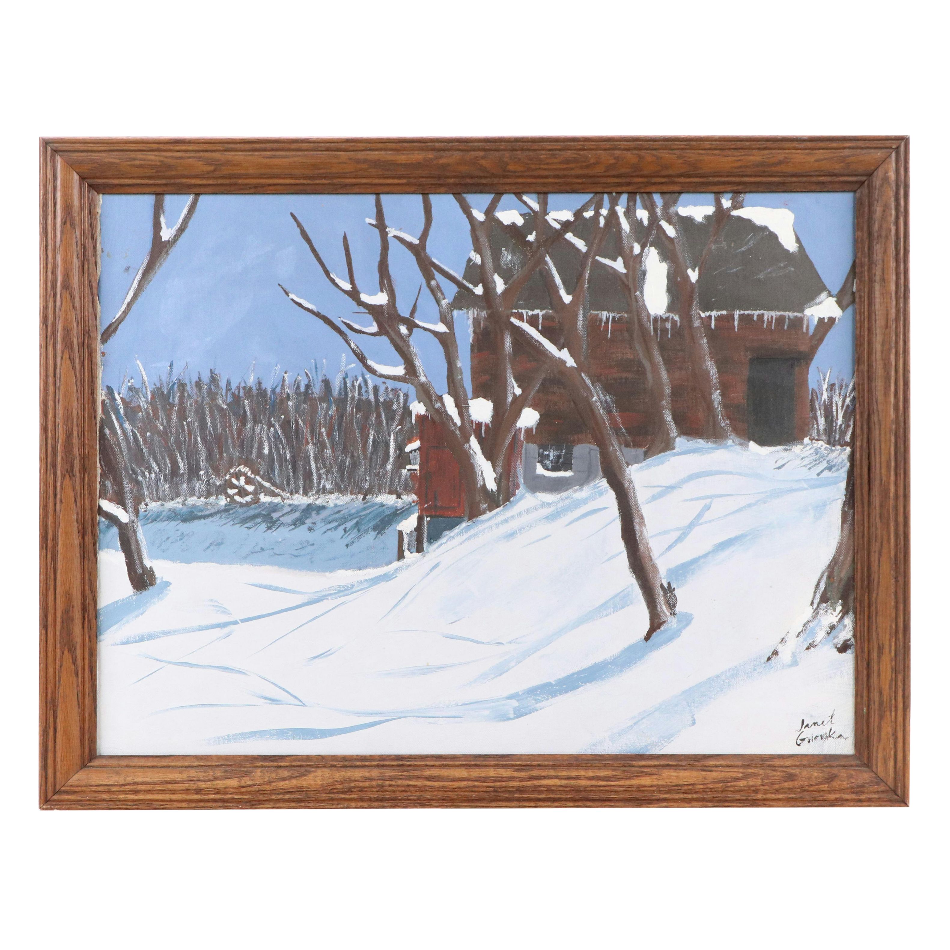 Janet Galenska Snow Scene Oil Painting