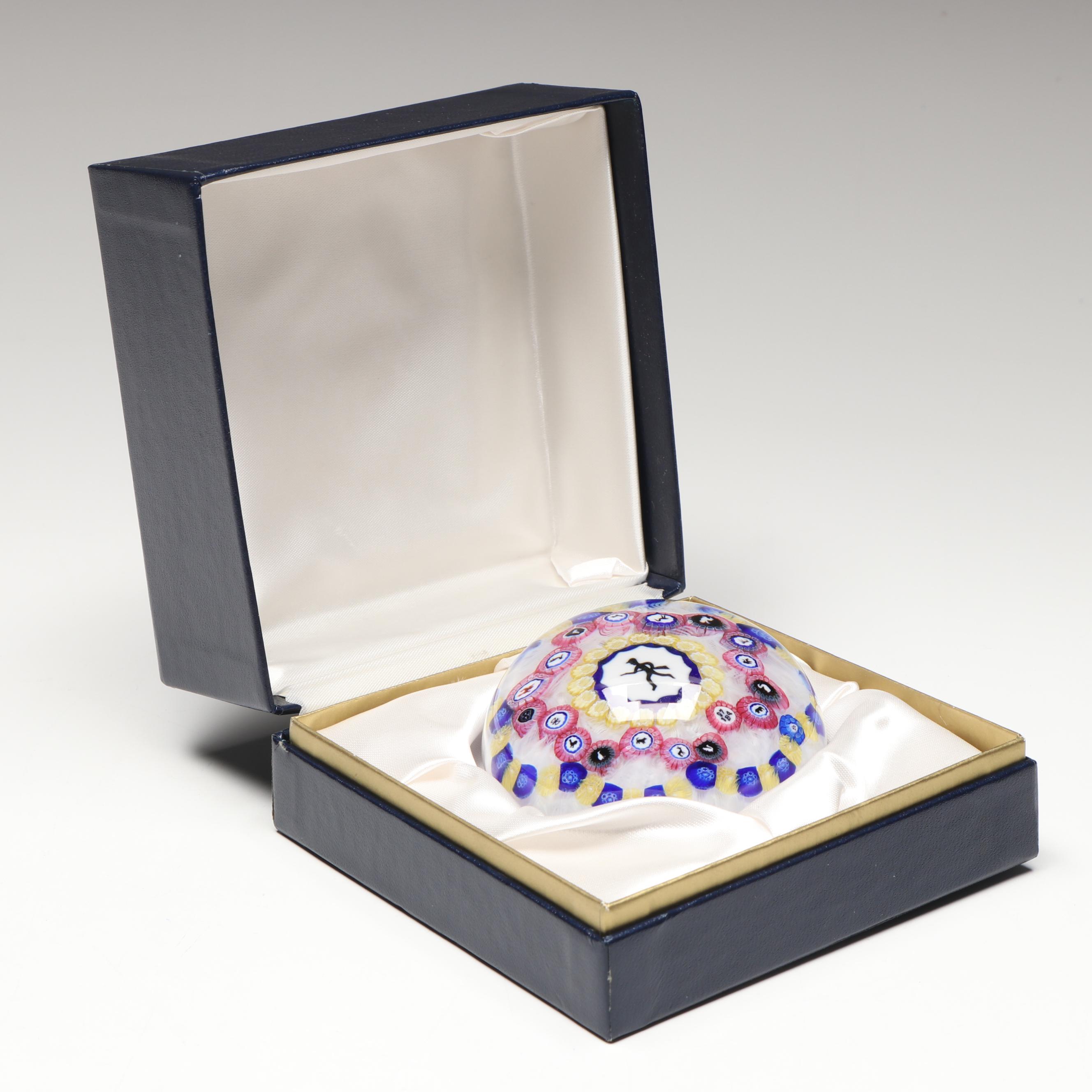 Baccarat Gridel Series Black Hunter Glass Paperweight, 1974