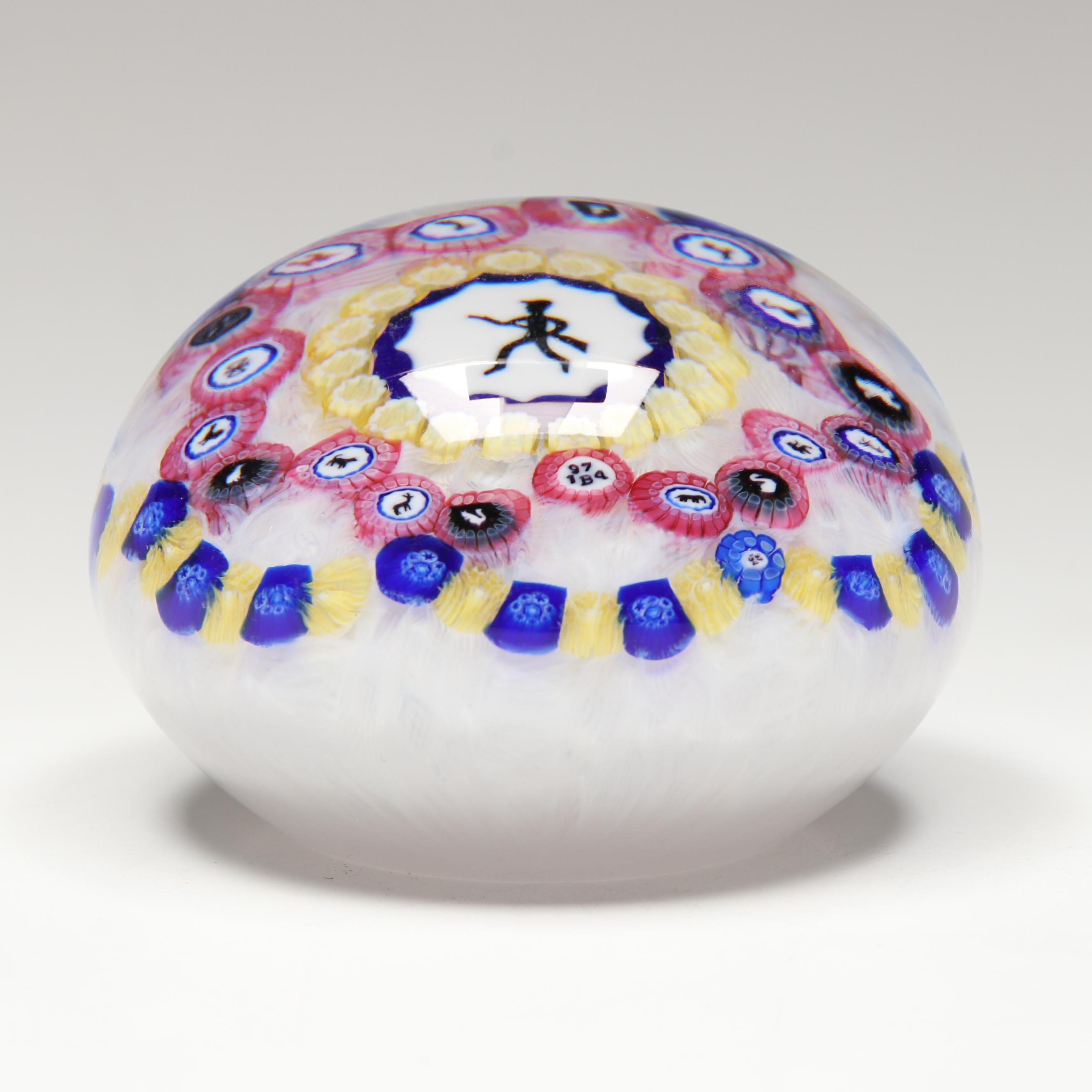 Baccarat Gridel Series Black Hunter Glass Paperweight, 1974