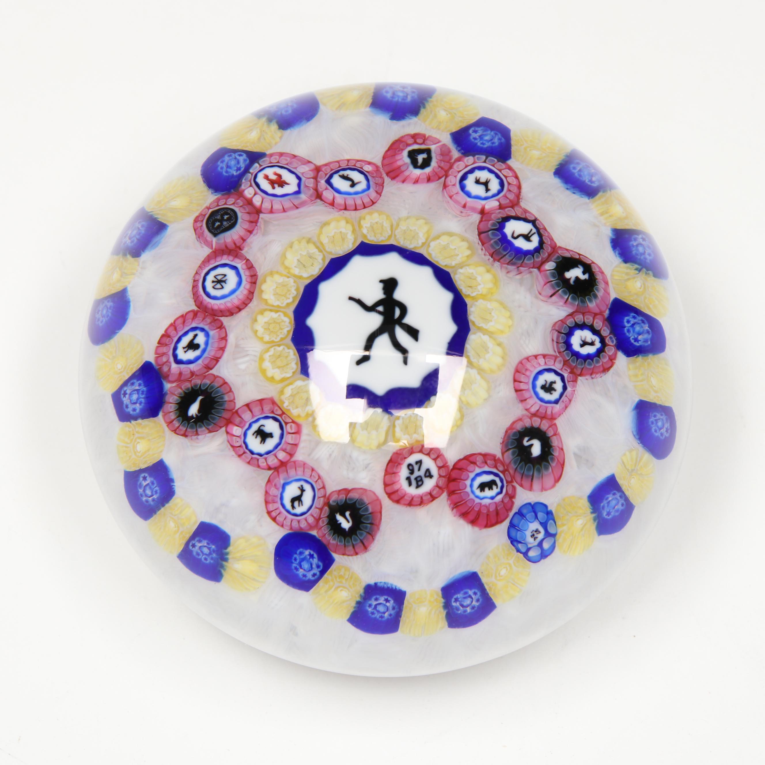 Baccarat Gridel Series Black Hunter Glass Paperweight, 1974