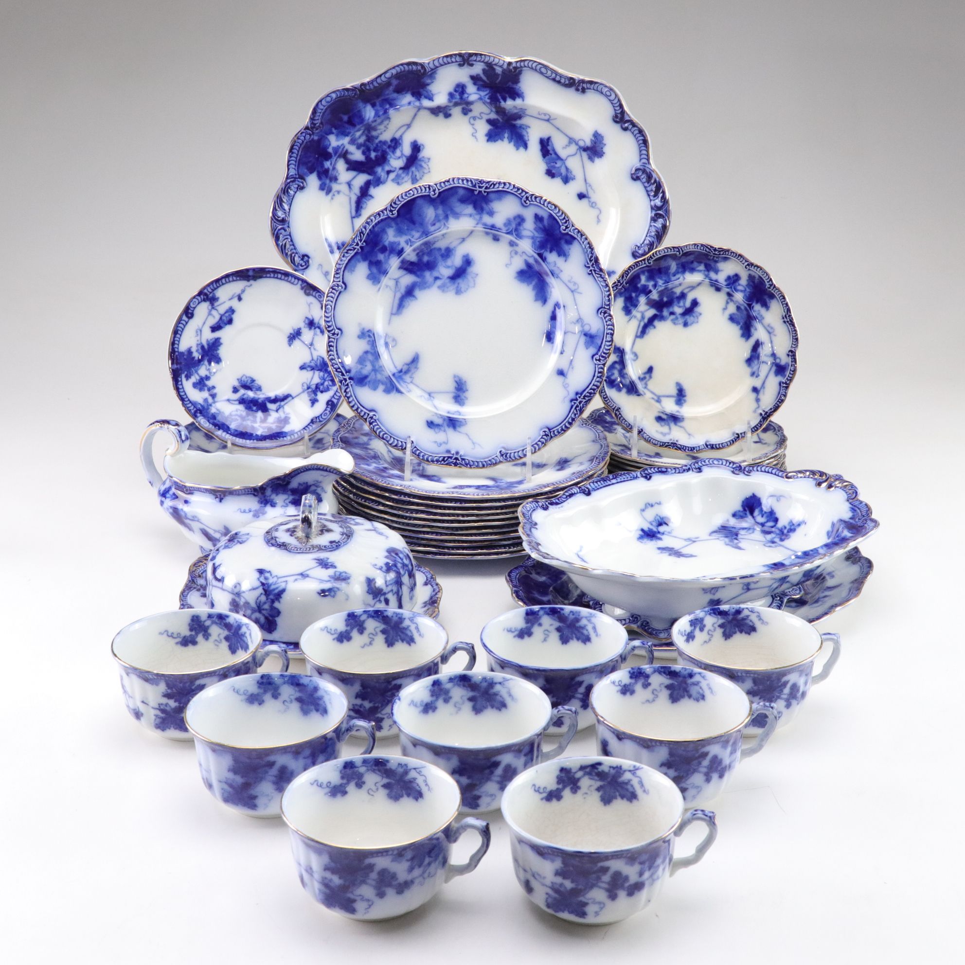 Ridgway "Lonsdale" English Flow Blue Dinnerware and Serving Pieces