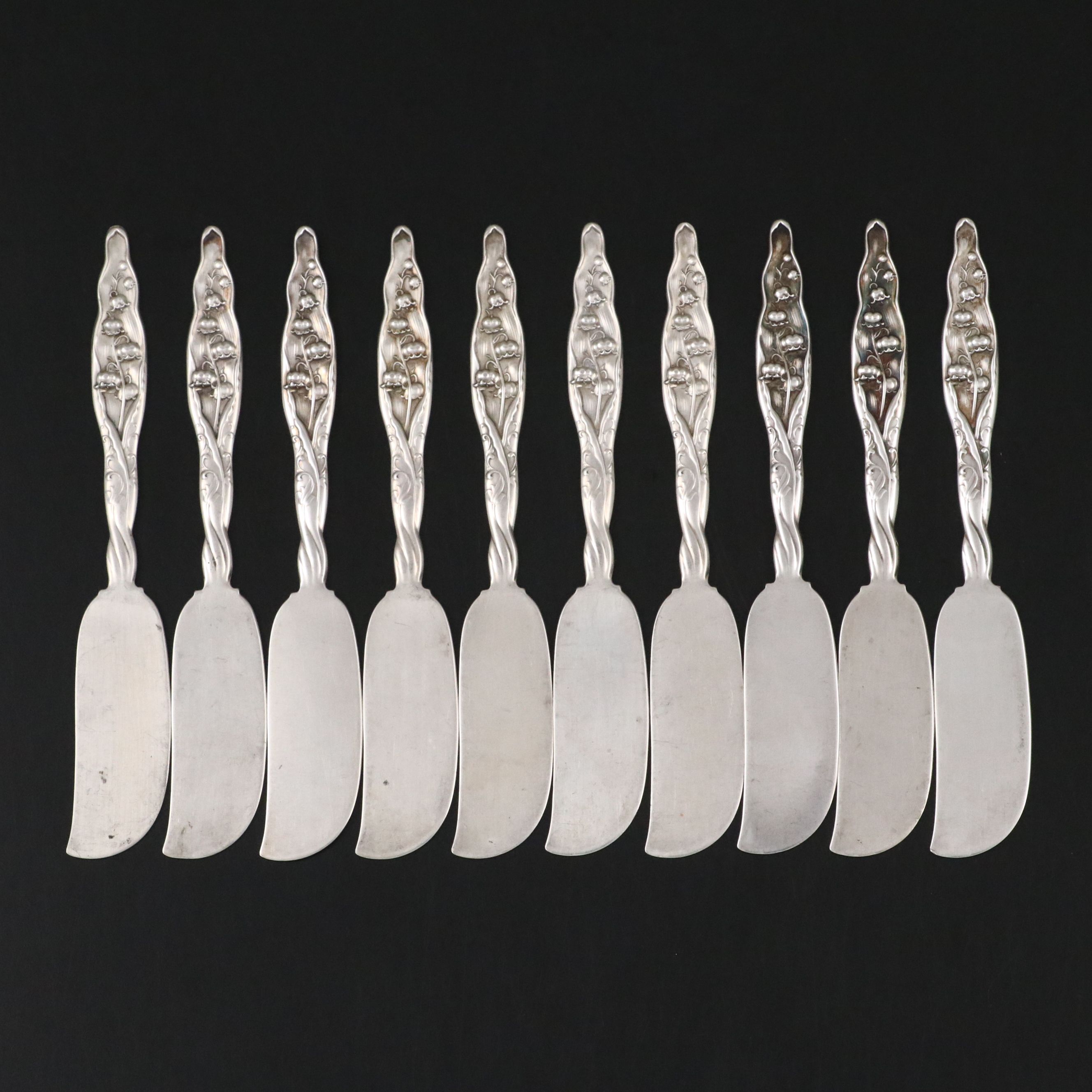 Whiting Mfg Co. "Lily of the Valley" Sterling Silver Butter Spreaders