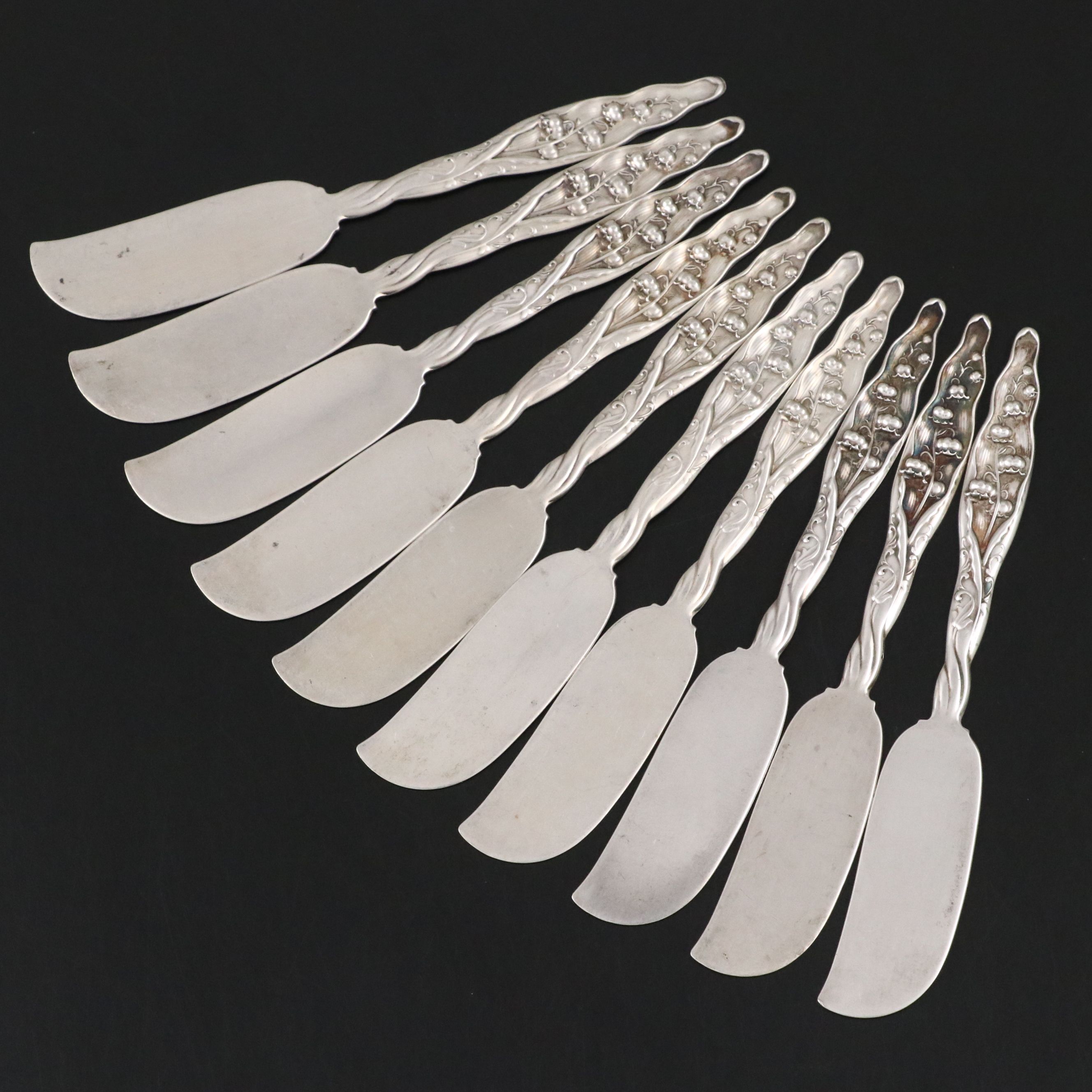 Whiting Mfg Co. "Lily of the Valley" Sterling Silver Butter Spreaders