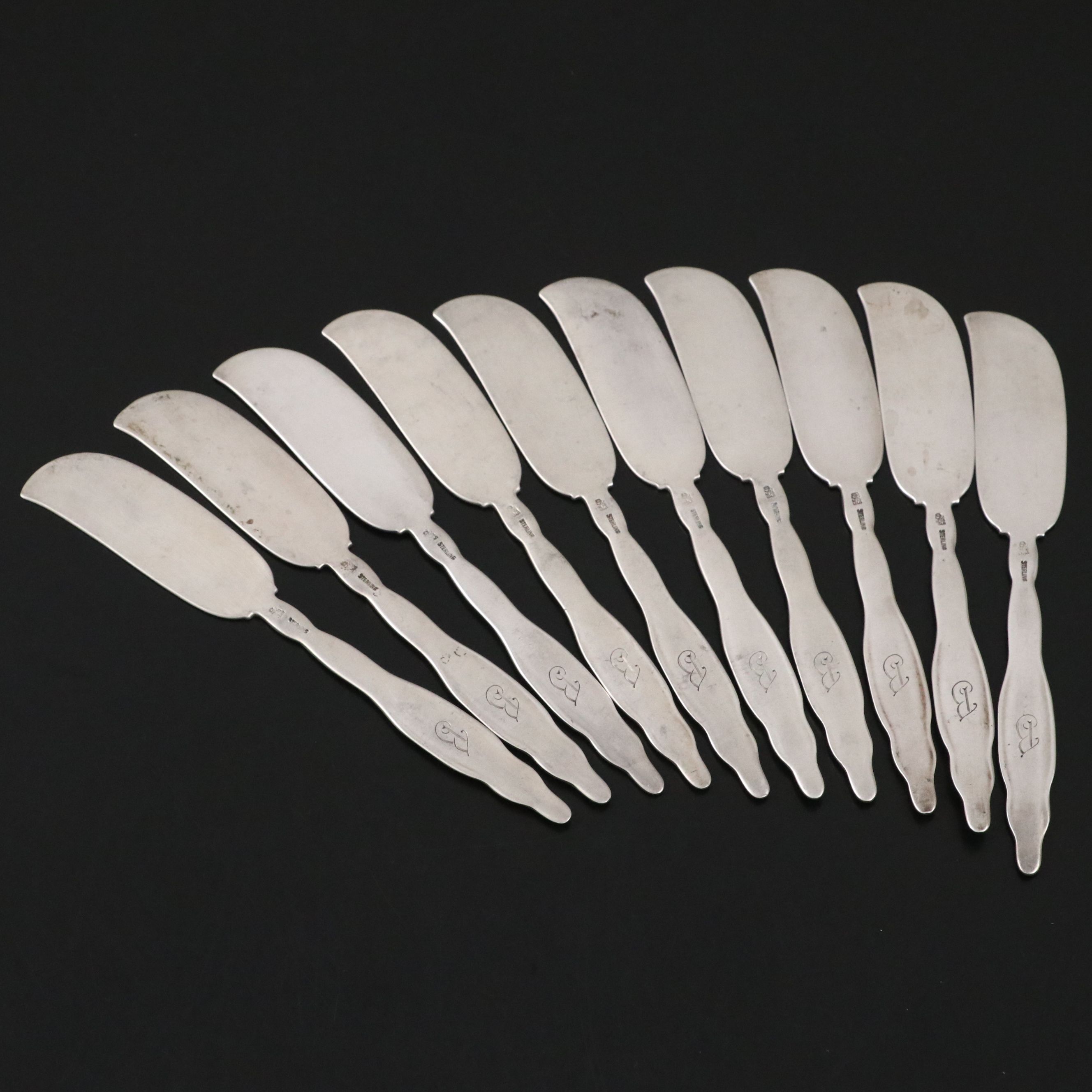 Whiting Mfg Co. "Lily of the Valley" Sterling Silver Butter Spreaders