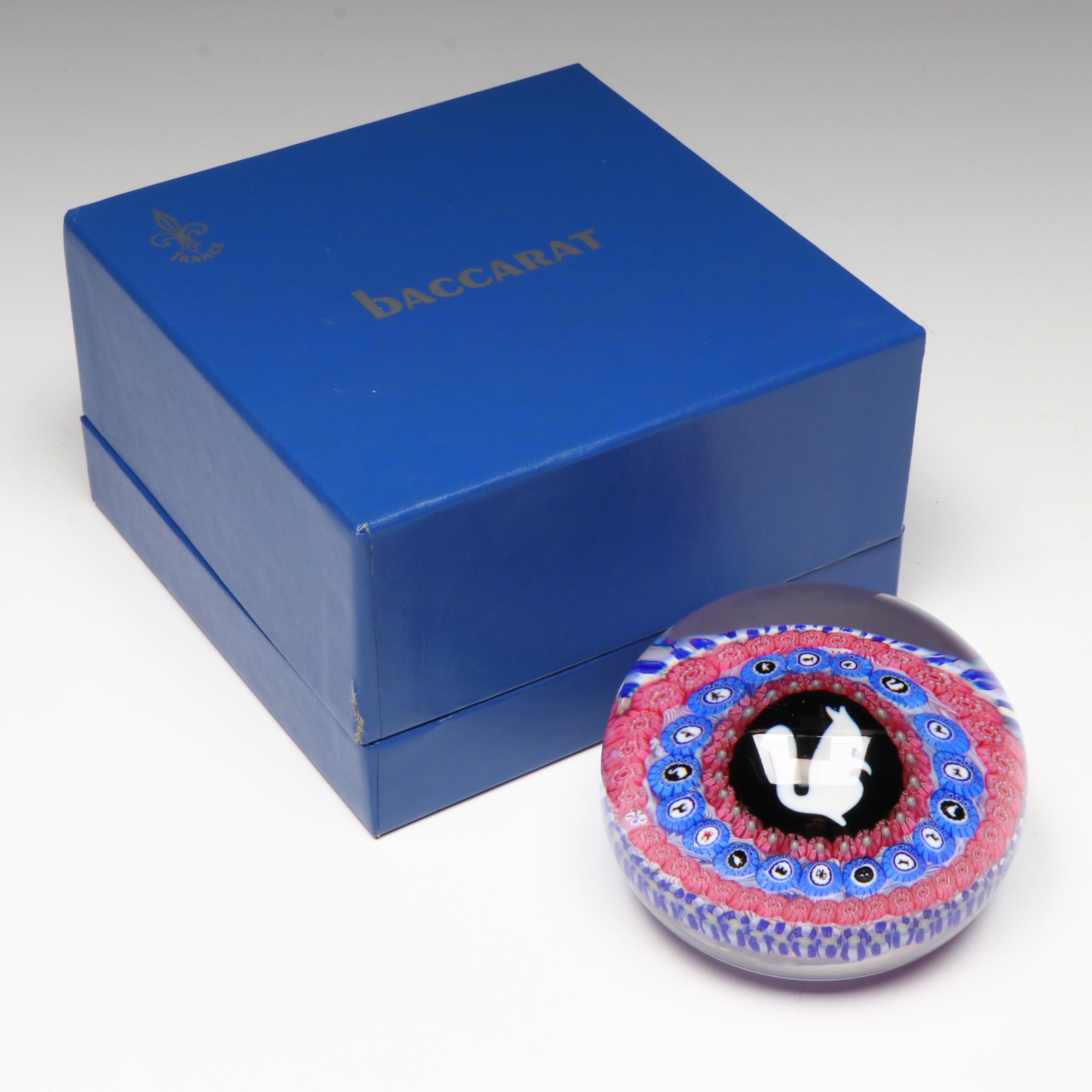 Baccarat Gridel Series White Squirrel Paperweight, 1971