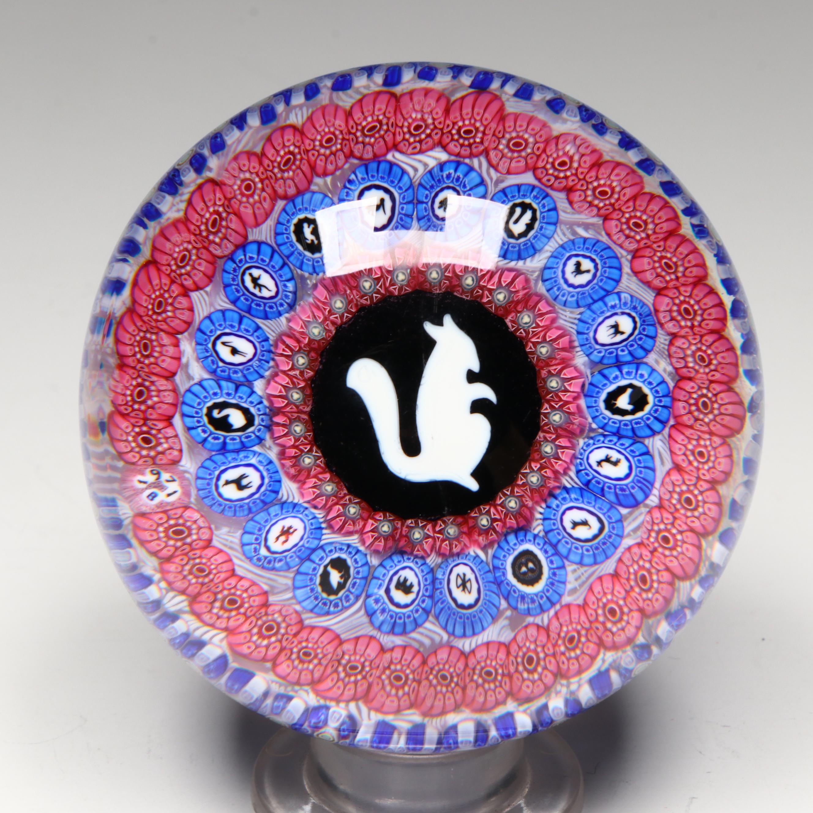 Baccarat Gridel Series White Squirrel Paperweight, 1971