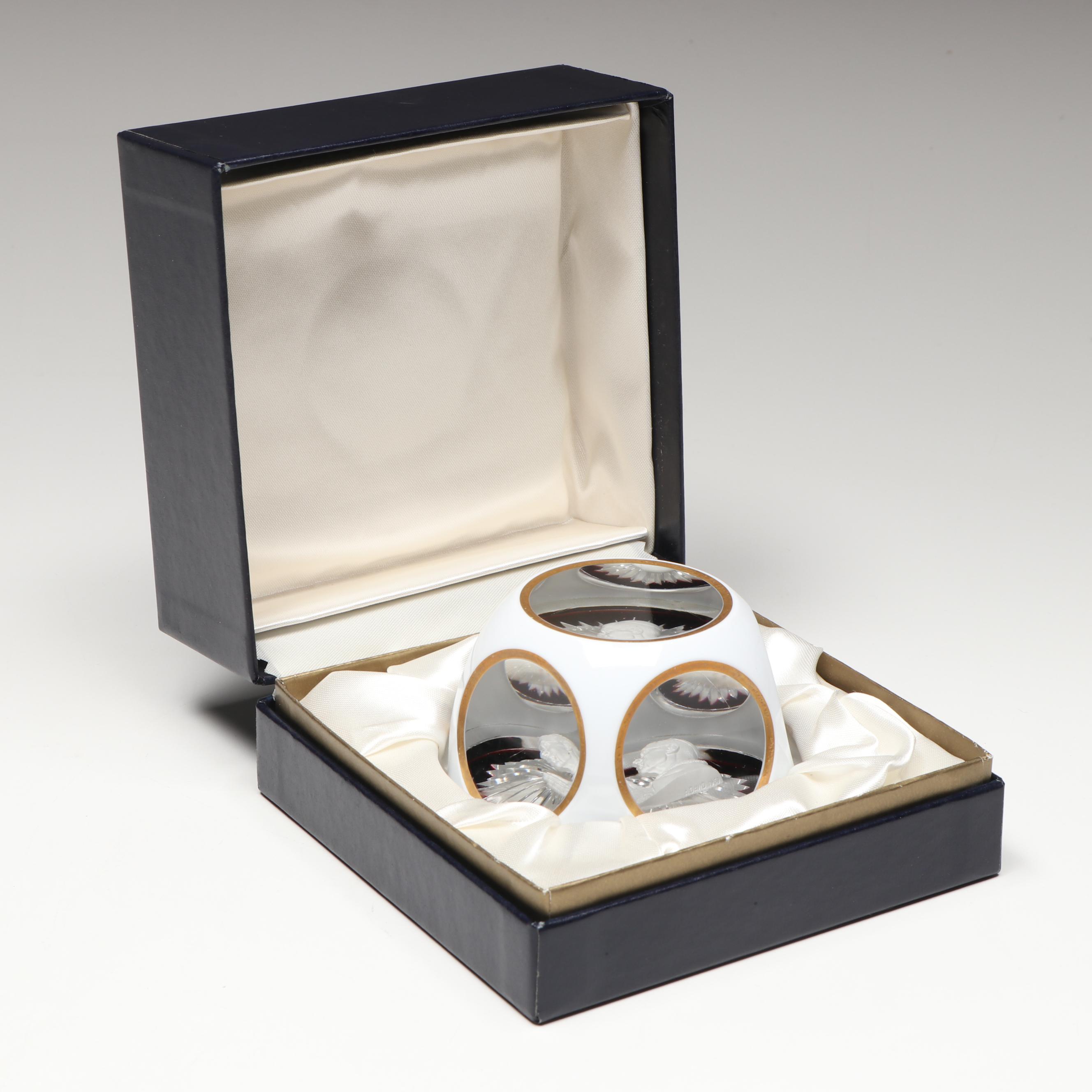 Albert David for Baccarat Pope Pius XII Sulphide Glass Paperweight, 1959