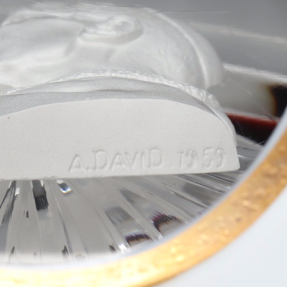 Albert David for Baccarat Pope Pius XII Sulphide Glass Paperweight, 1959