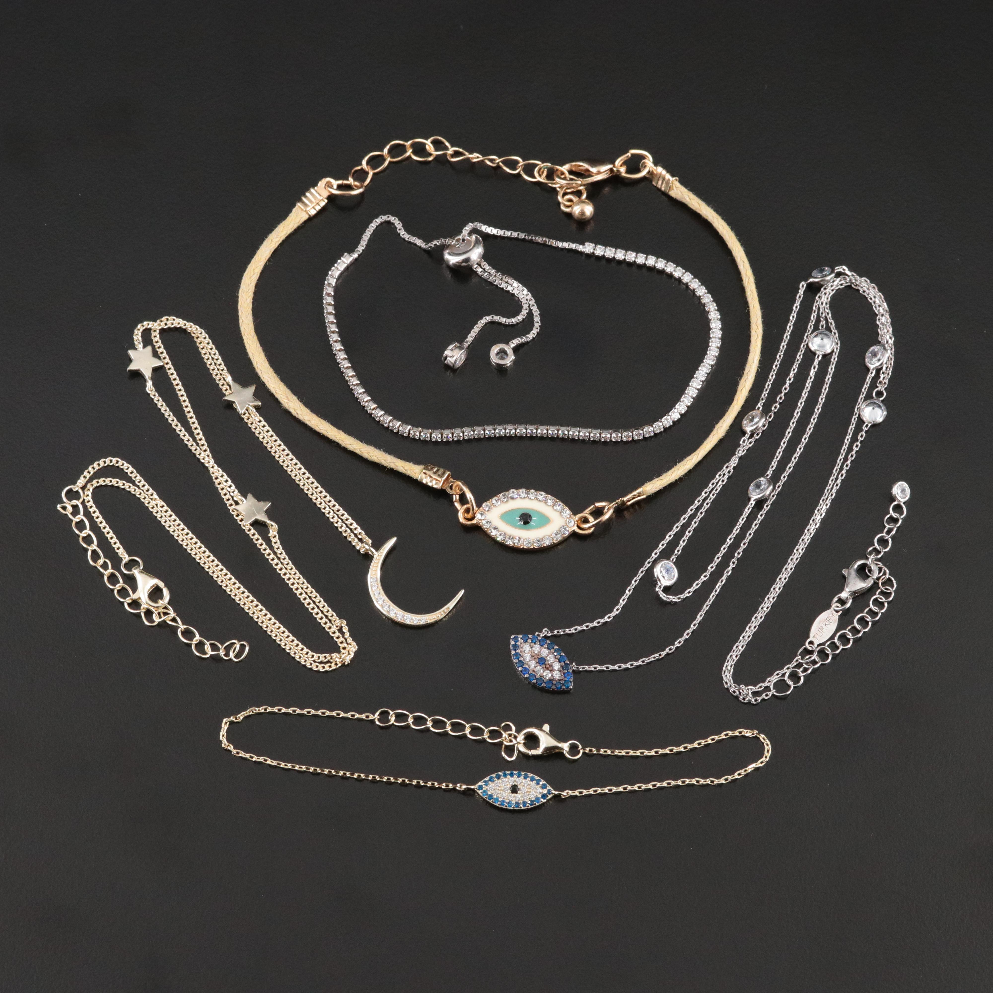 Evil Eye, Moon and Stars and Sterling Featured in Necklaces and Bracelets