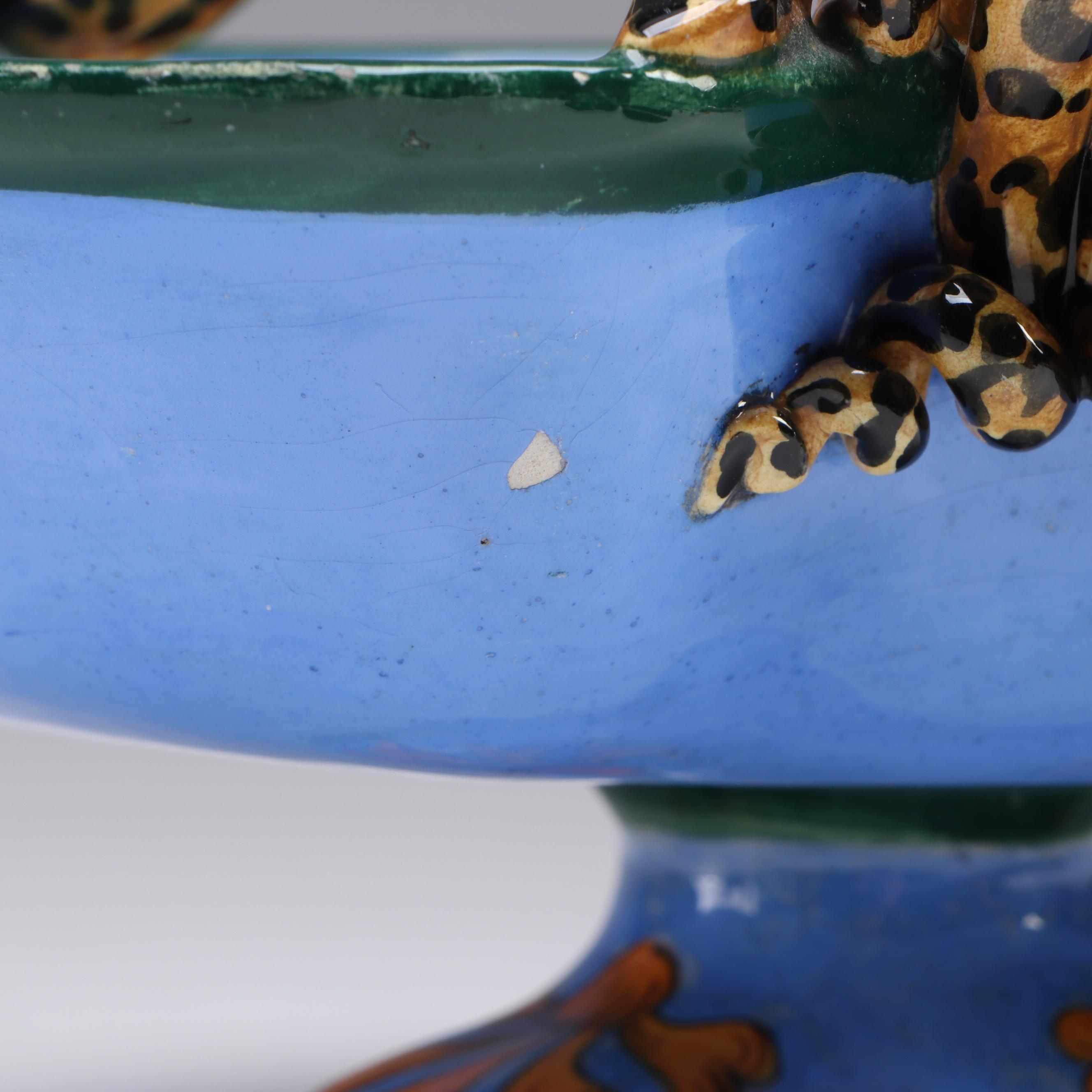 Italian Hand-Painted Majolica Footed Serving Bowl