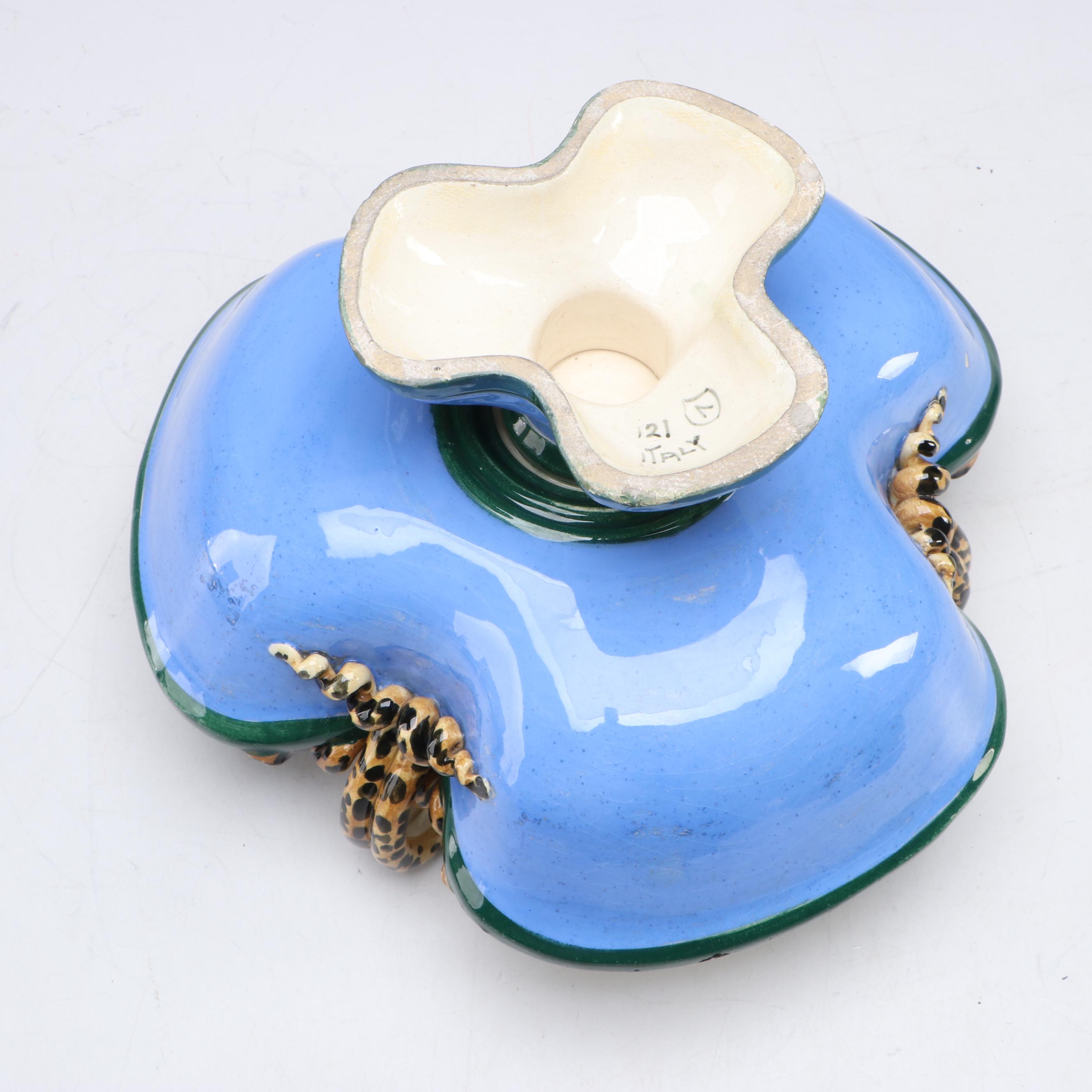 Italian Hand-Painted Majolica Footed Serving Bowl