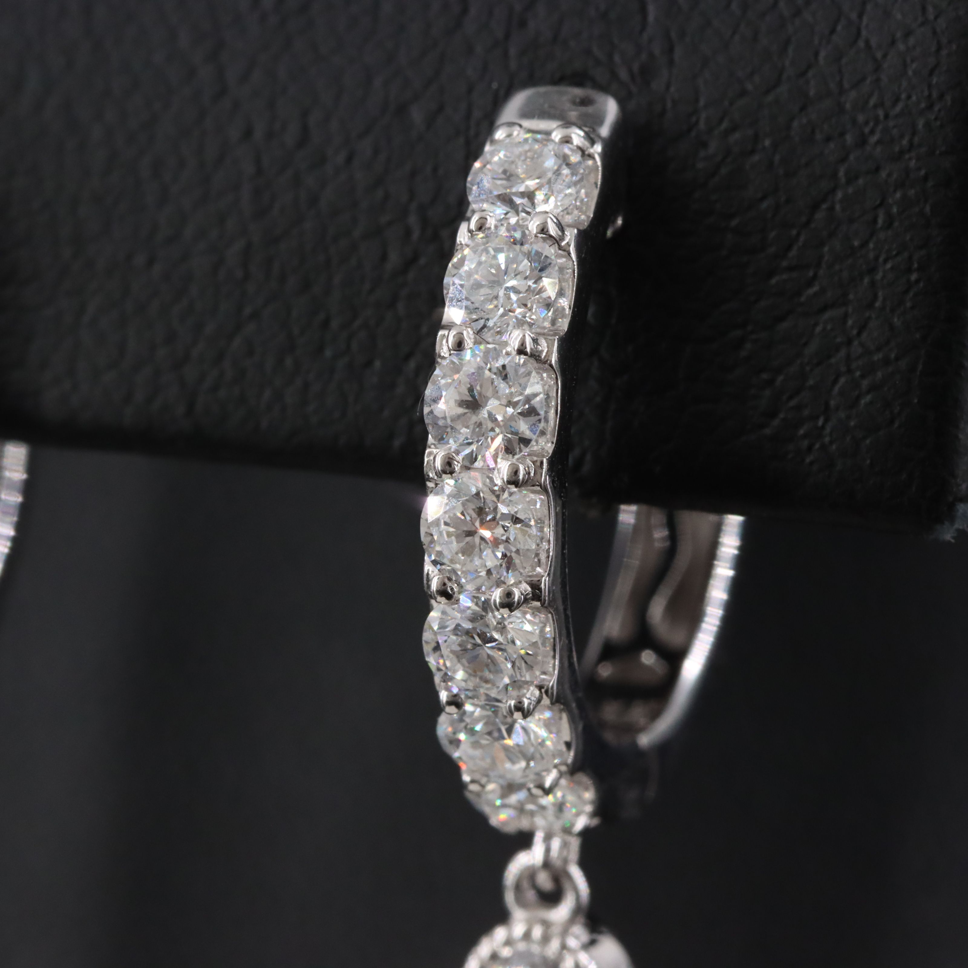 14K 1.60 CTW Lab Grown Diamond Hoop Earrings with Quatrefoil Drops