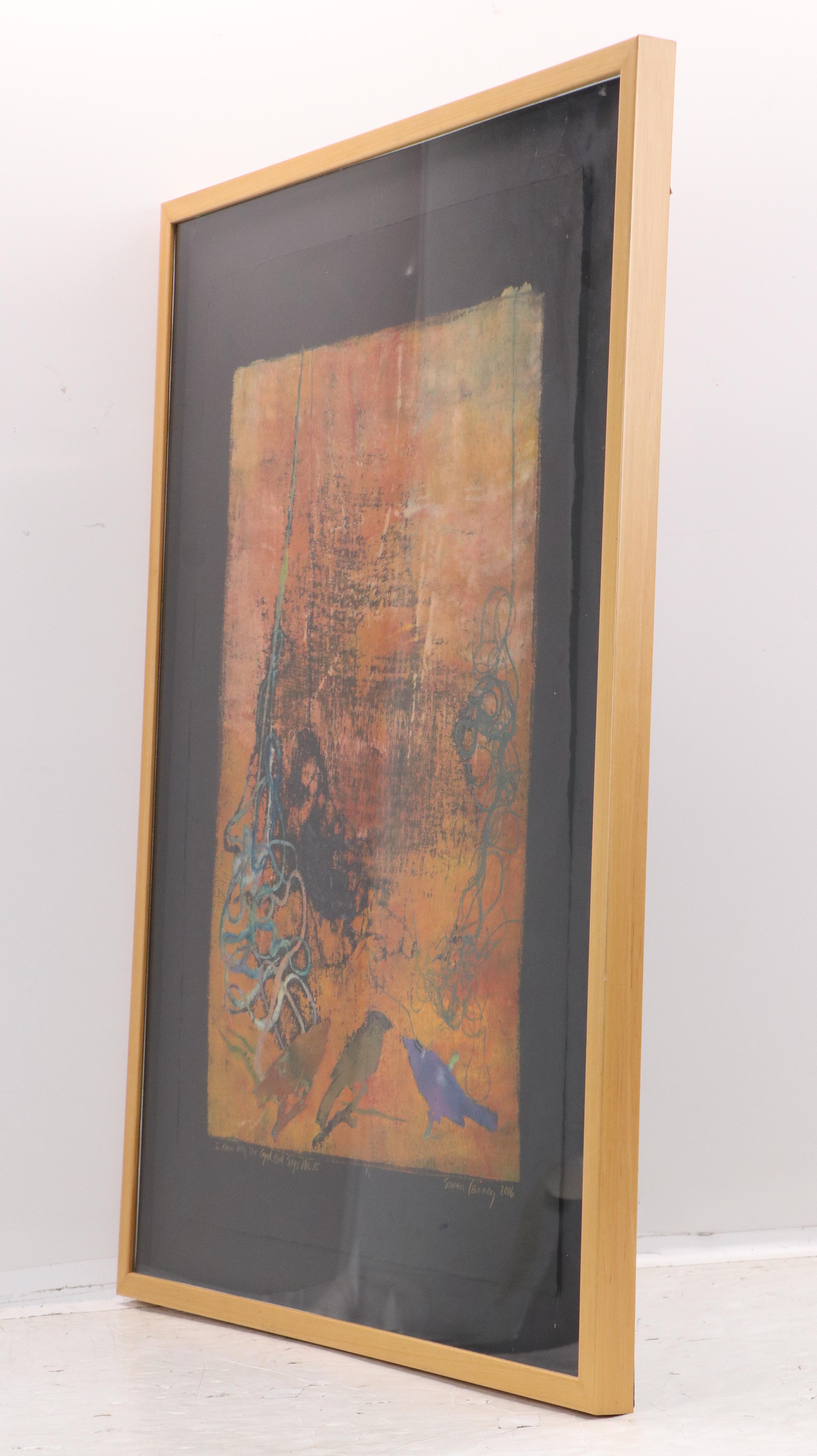 Susan Lainey Monoprint "I Know Why the Caged Bird Sings No. 15"