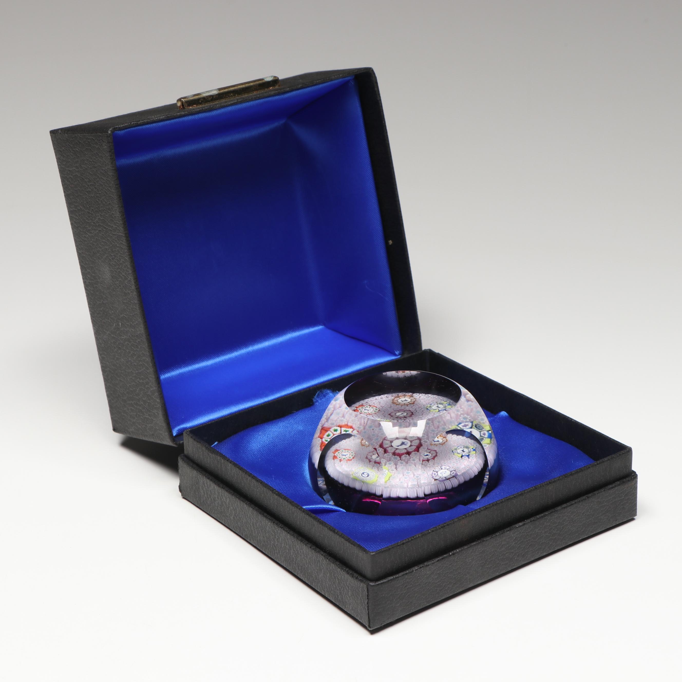 Perthshire Faceted Carpet Ground with Silhouettes Glass Paperweight, 1973