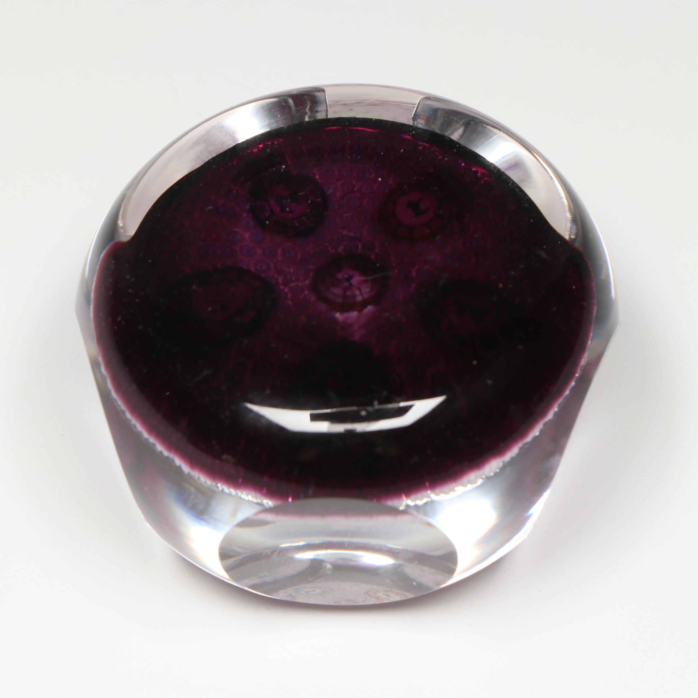 Perthshire Faceted Carpet Ground with Silhouettes Glass Paperweight, 1973