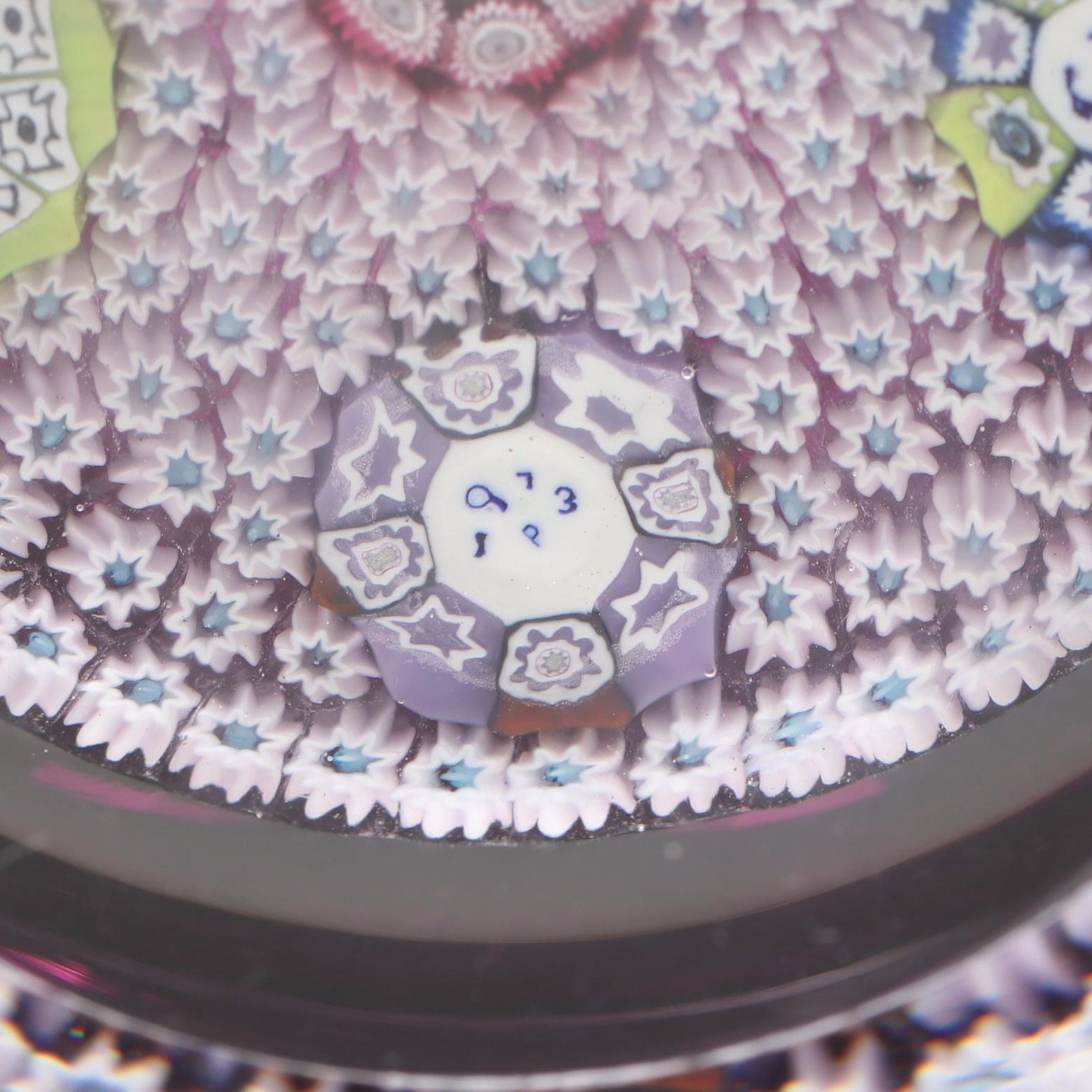 Perthshire Faceted Carpet Ground with Silhouettes Glass Paperweight, 1973