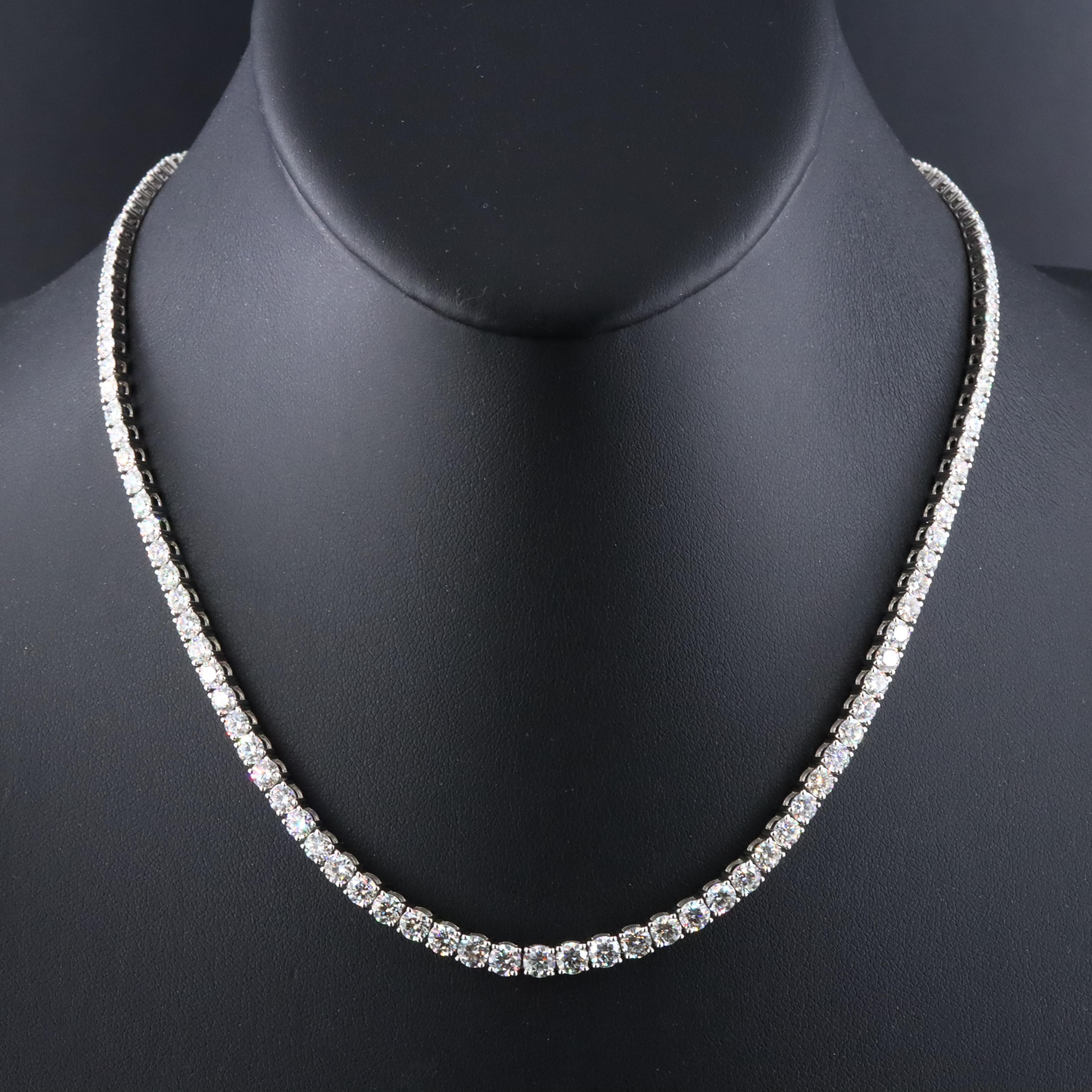 Platinum 12.42 CTW Diamond Riviera Necklace with GIA Report