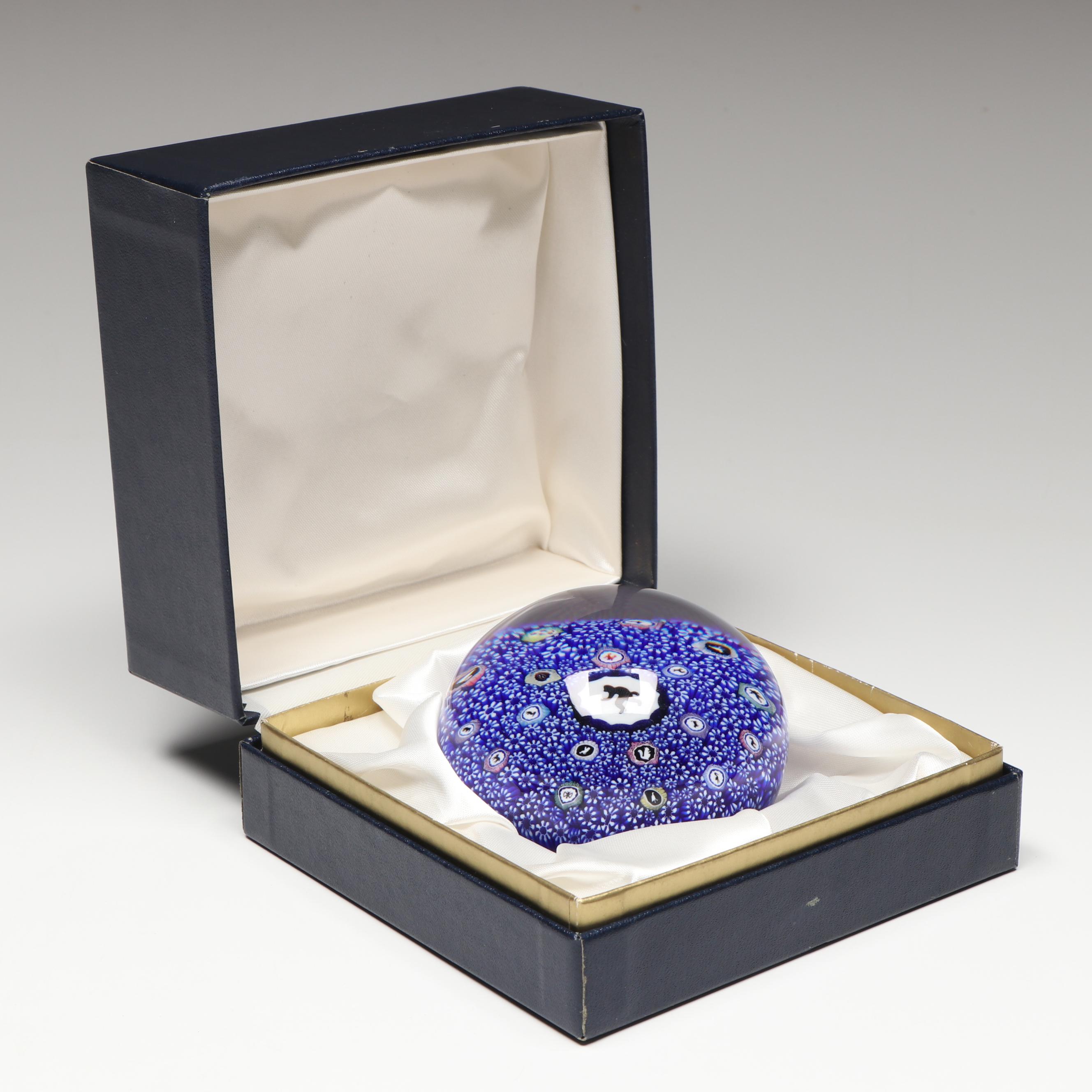 Baccarat Gridel Series Black Monkey Glass Paperweight, 1975