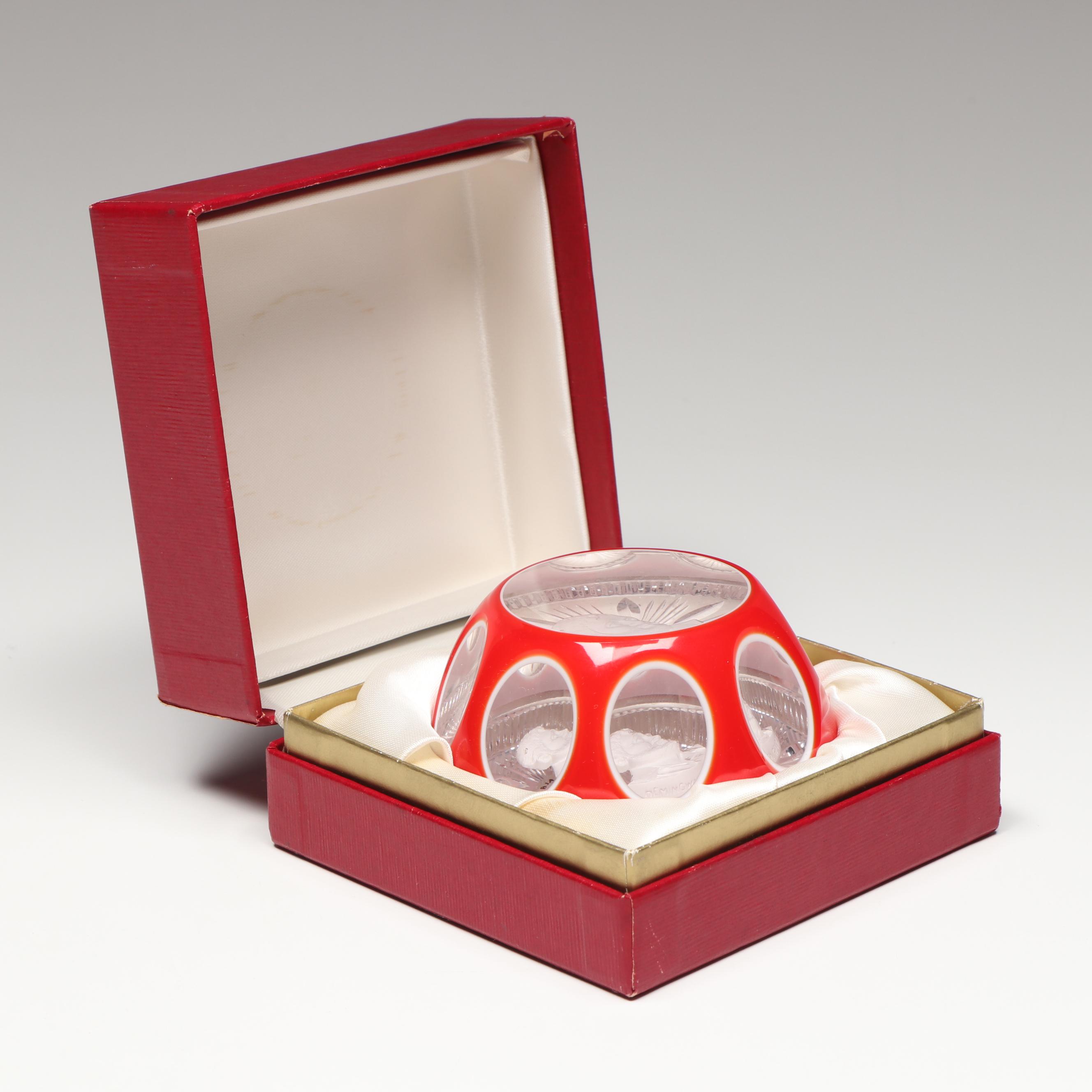 Cristal d'Albret Ernest Hemingway Sulphide Glass Paperweight