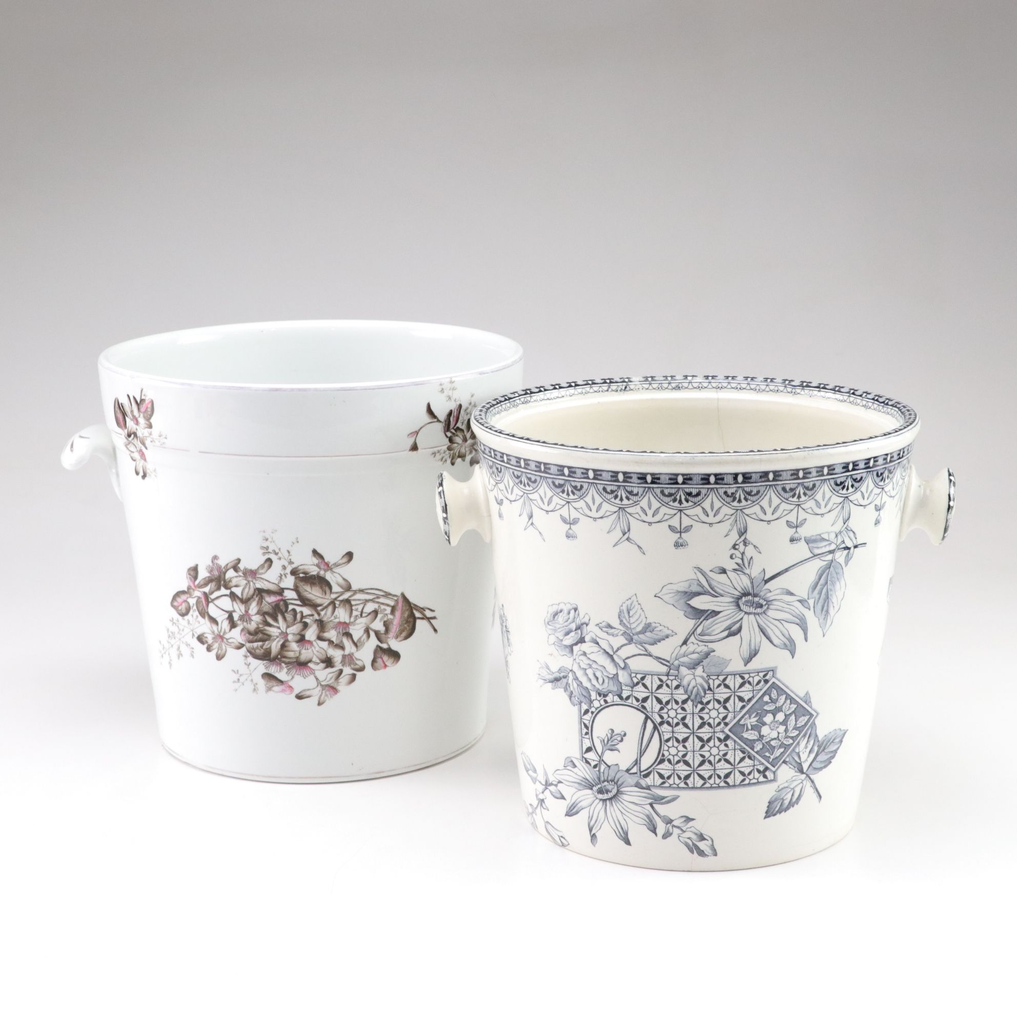 Hill Pottery "Ionia" and Maddock & Co. Transferware Planters