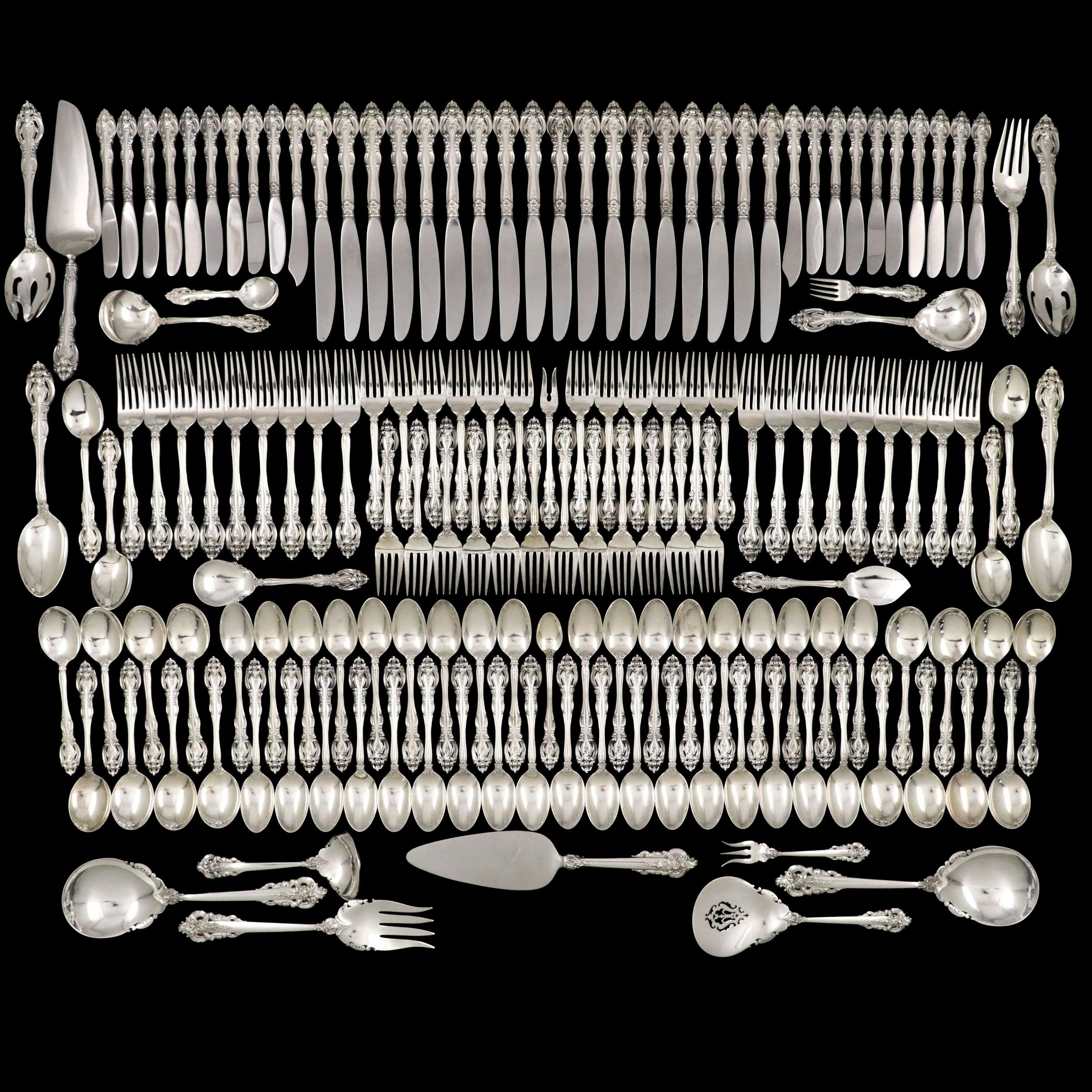 Gorham "La Scala" Sterling Flatware with Wallace "Grande Baroque" Serveware
