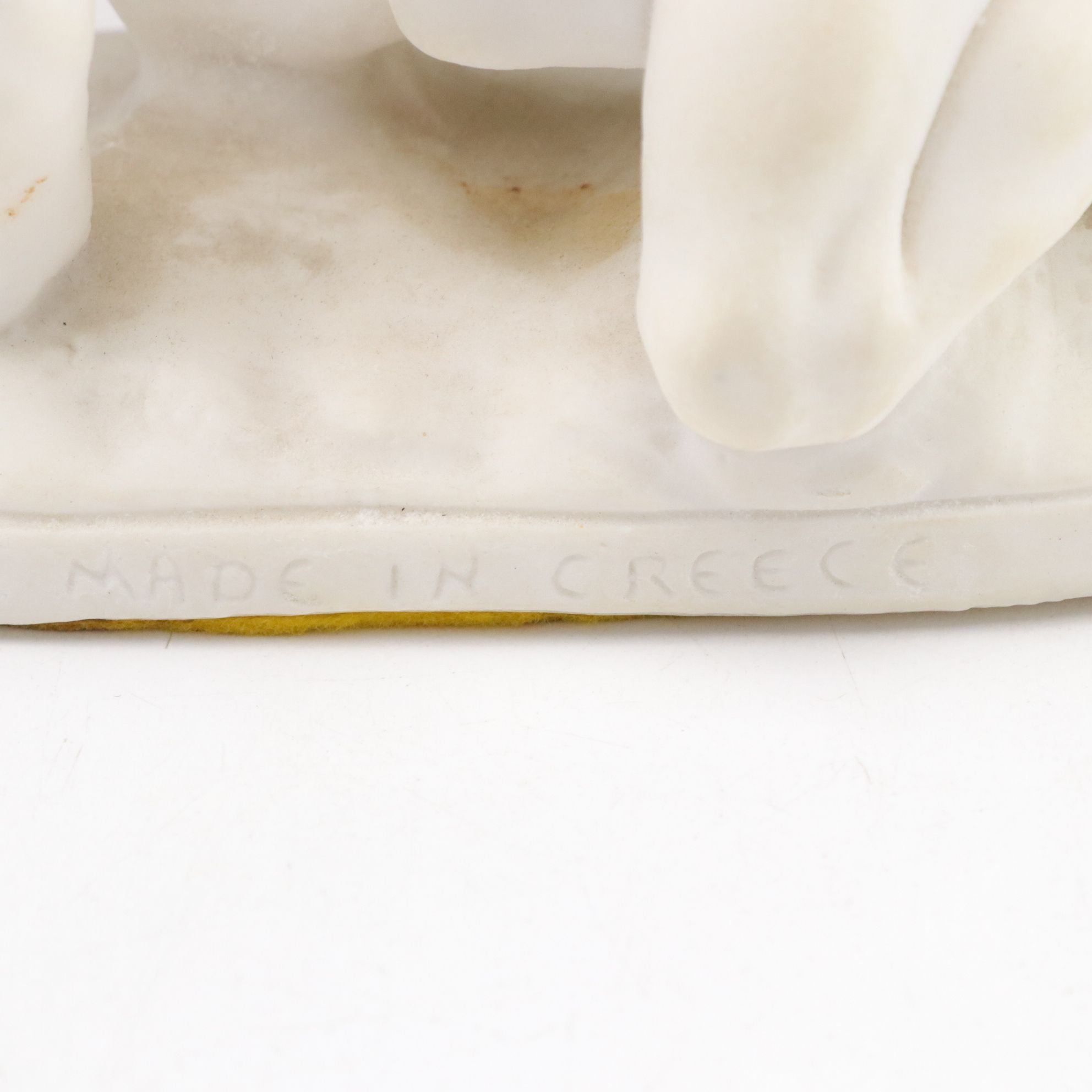 Greek "The Wrestlers" Marble Replica Statue with Modern Italian Ceramic Goblets