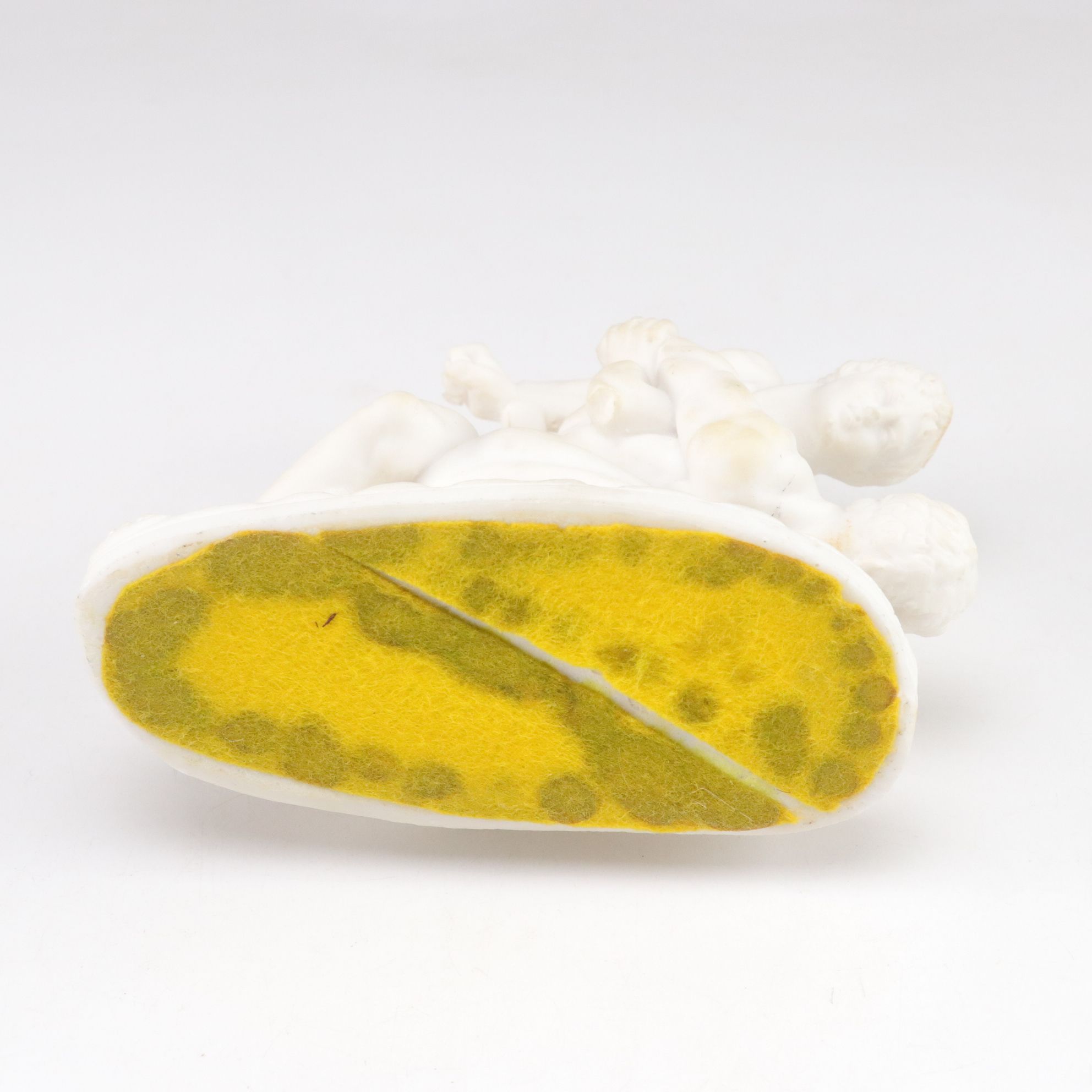 Greek "The Wrestlers" Marble Replica Statue with Modern Italian Ceramic Goblets