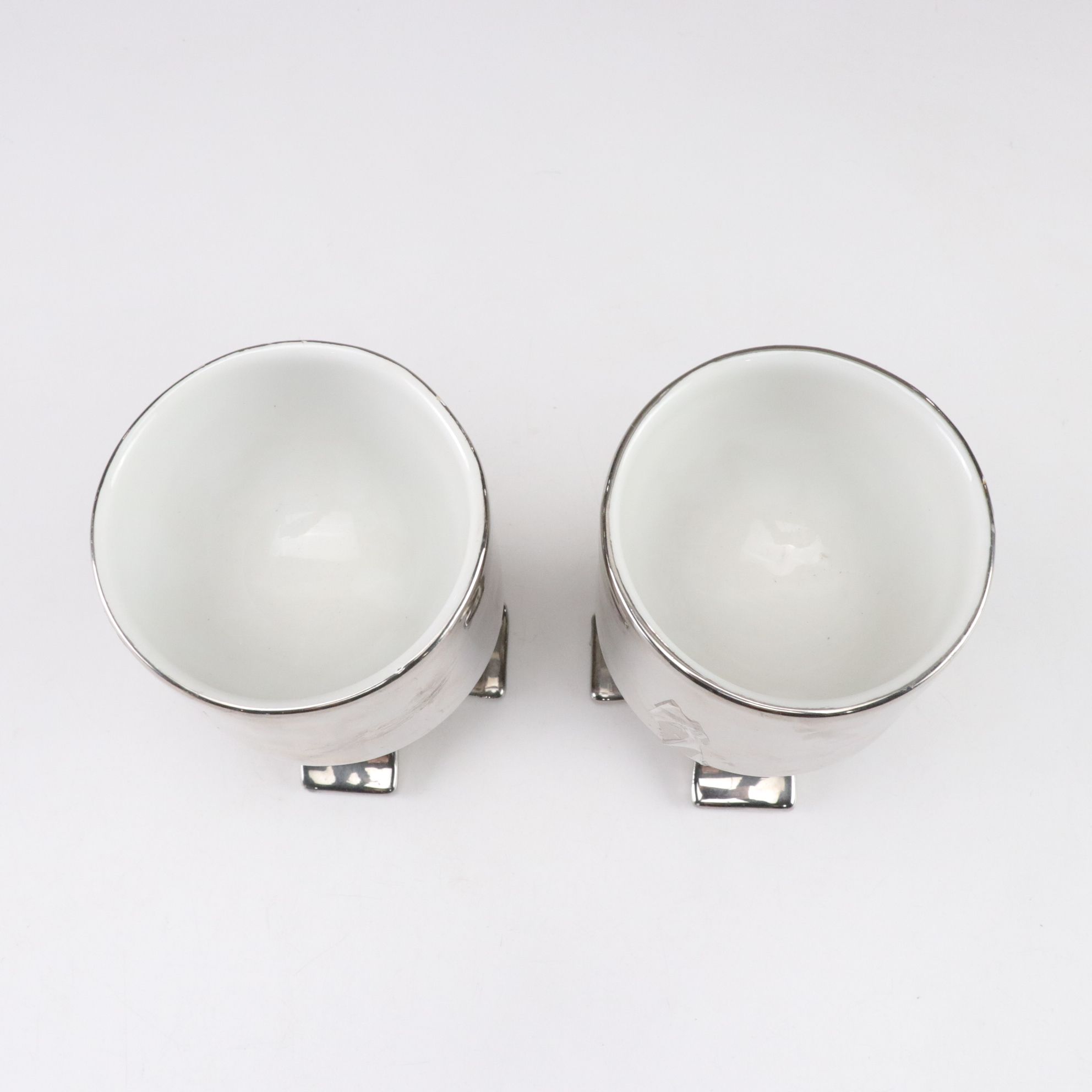 Greek "The Wrestlers" Marble Replica Statue with Modern Italian Ceramic Goblets