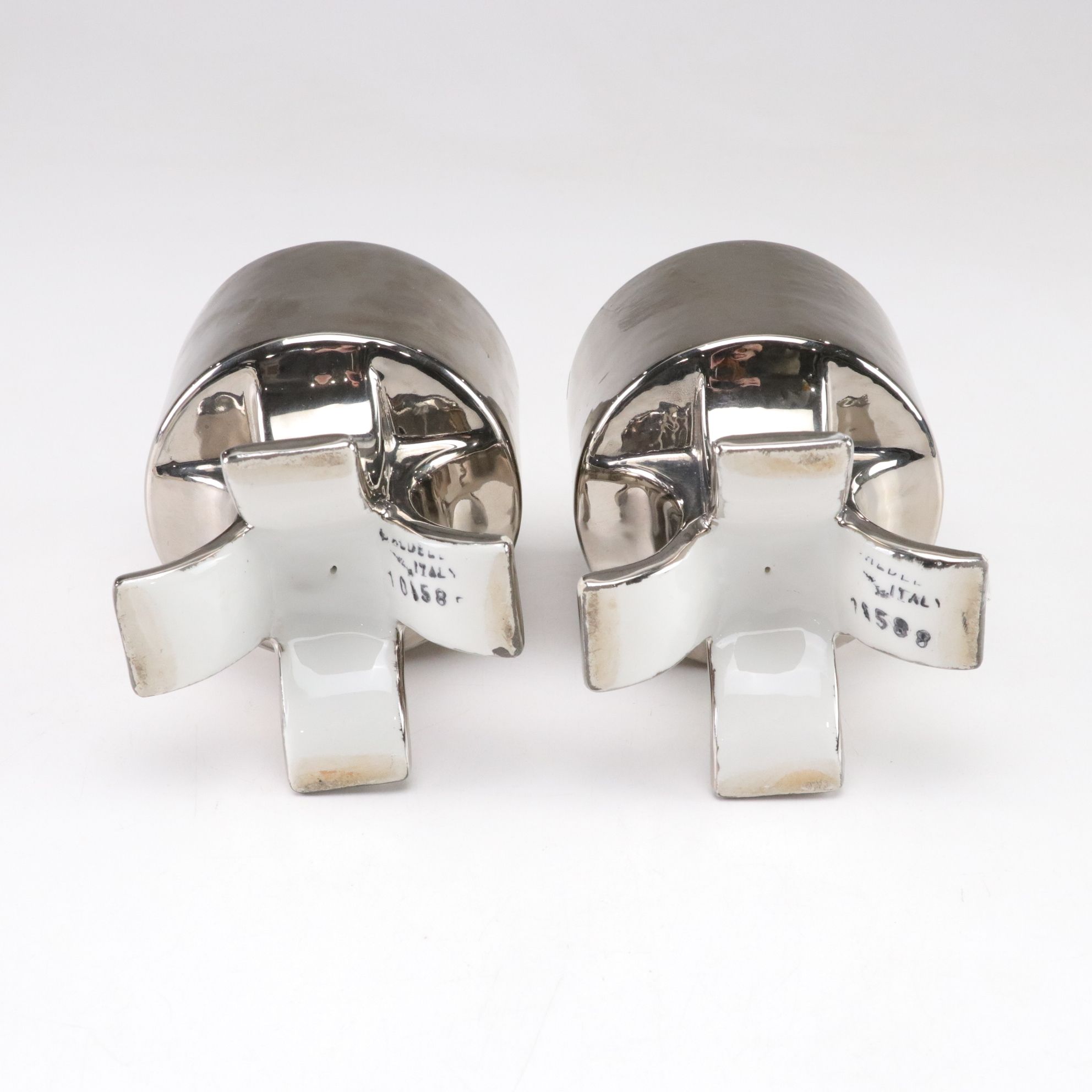 Greek "The Wrestlers" Marble Replica Statue with Modern Italian Ceramic Goblets