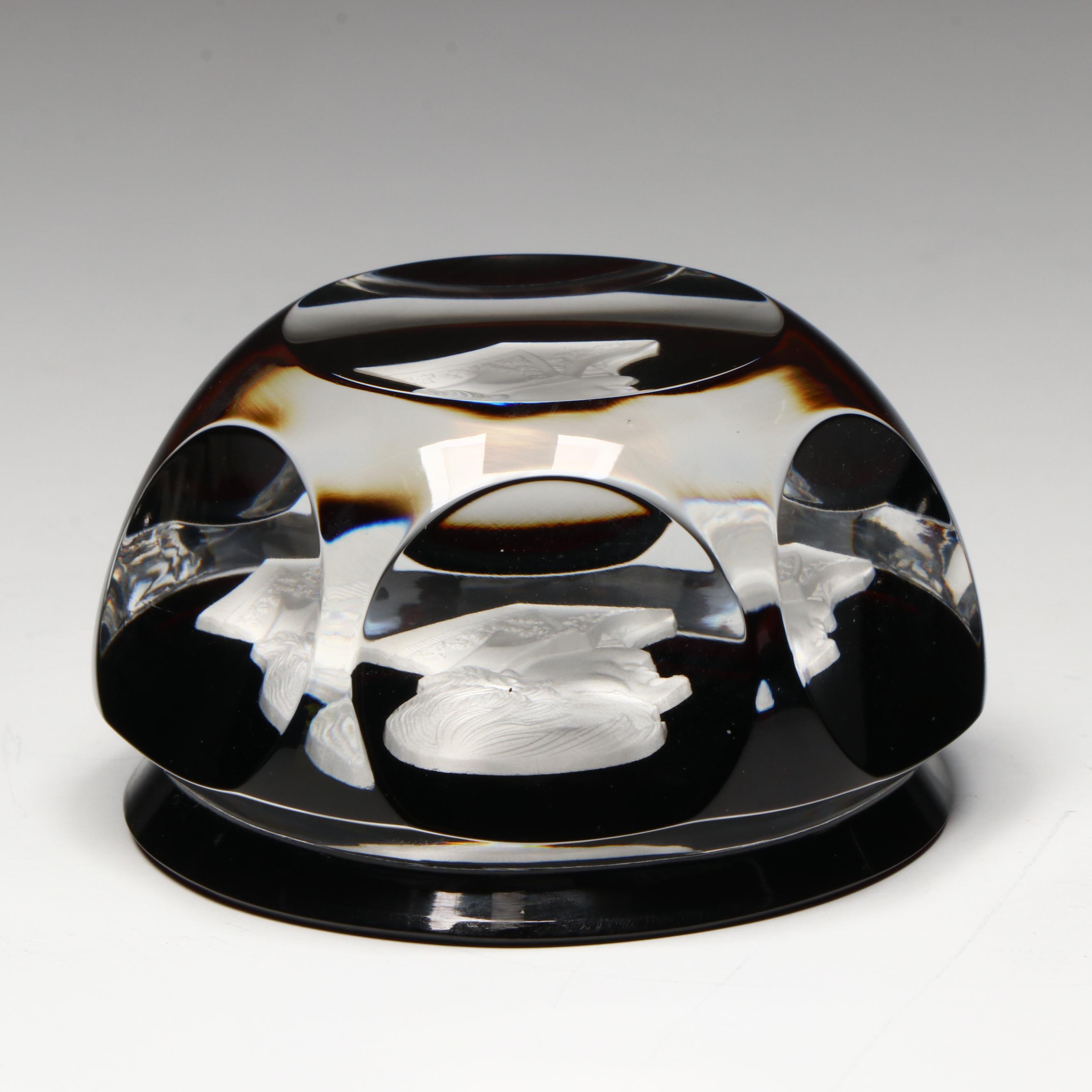 Baccarat Napoleon Bonaparte Portrait Sulphide Glass Paperweight, 1974