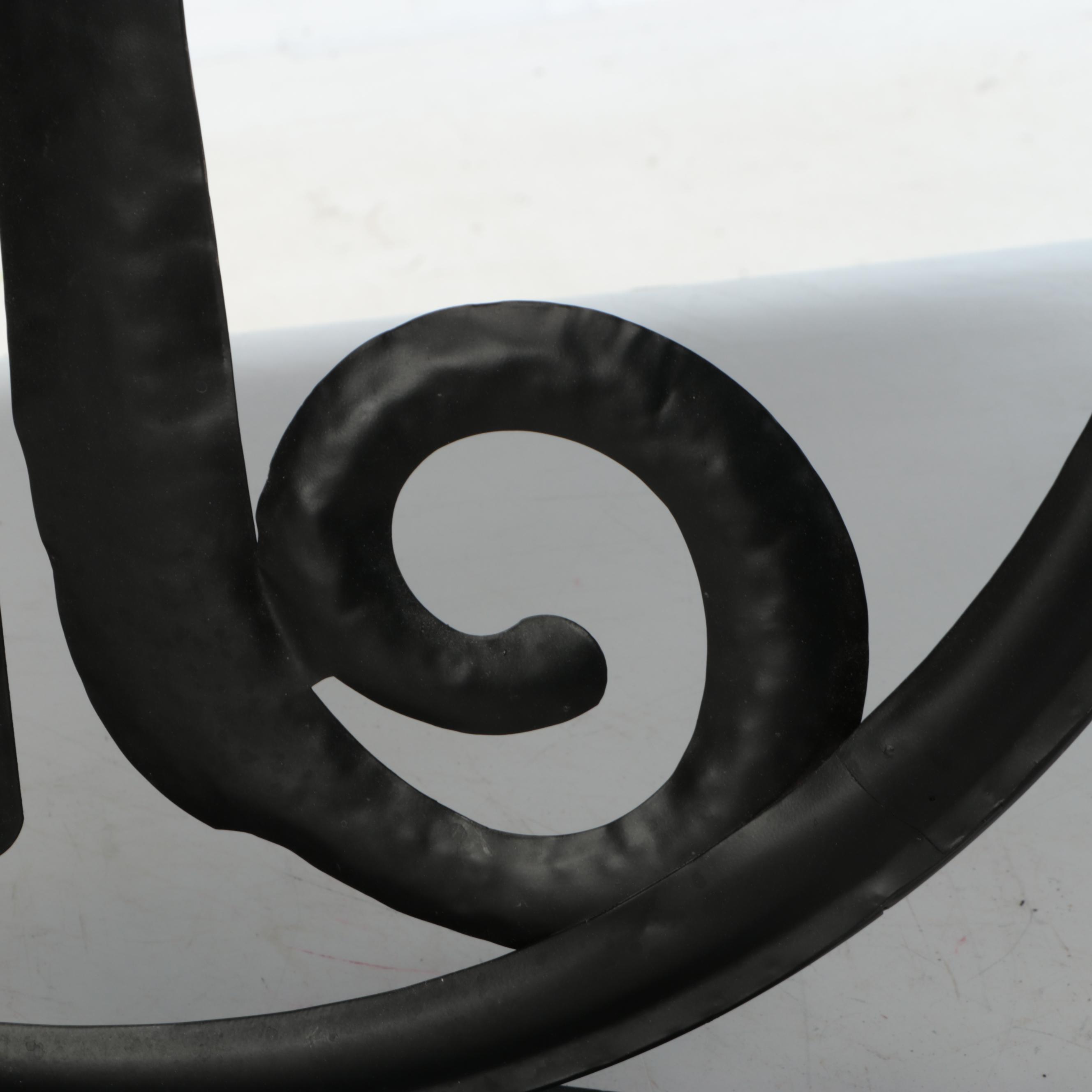 Contemporary Black Painted Metal "M" Monogram Sculpture