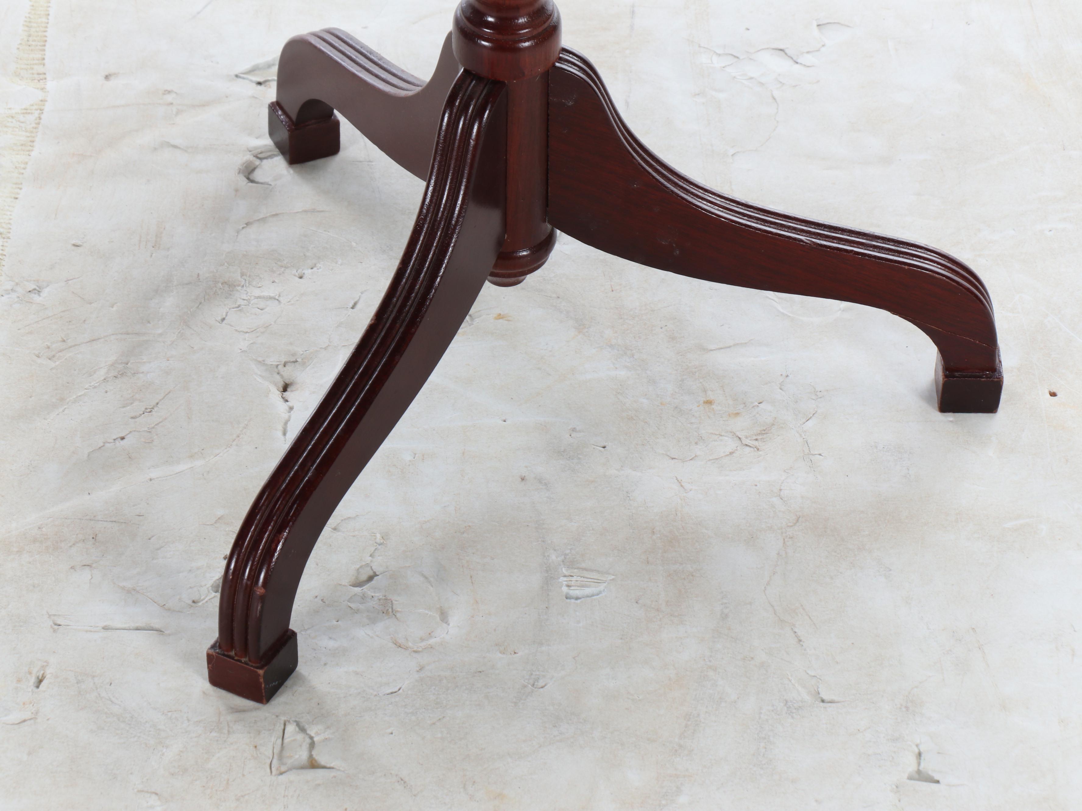 Colonial Revival Hand-Painted Horse and Jockey Wood Side Table