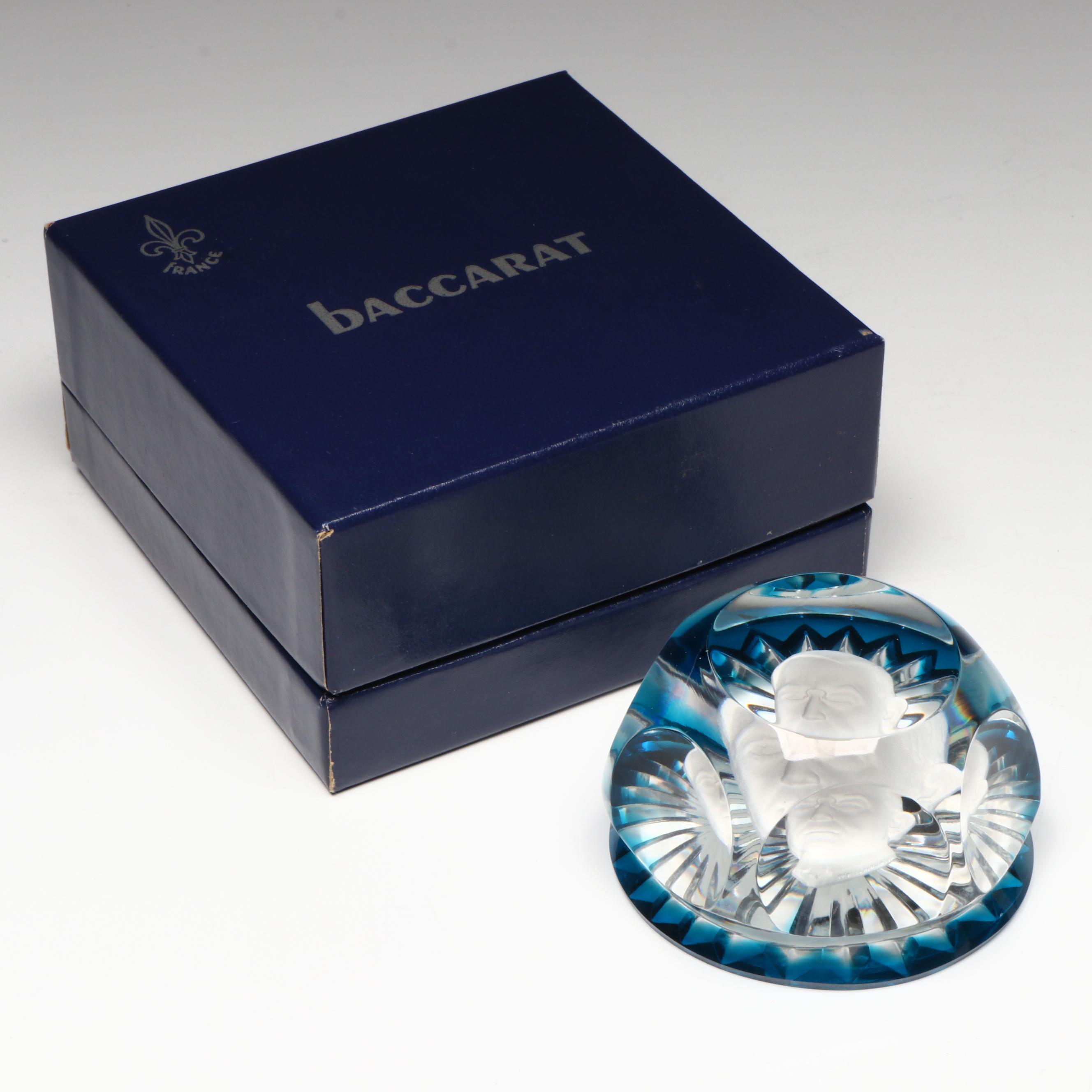 Baccarat Sulphide Woodrow Wilson Portrait Glass Paperweight