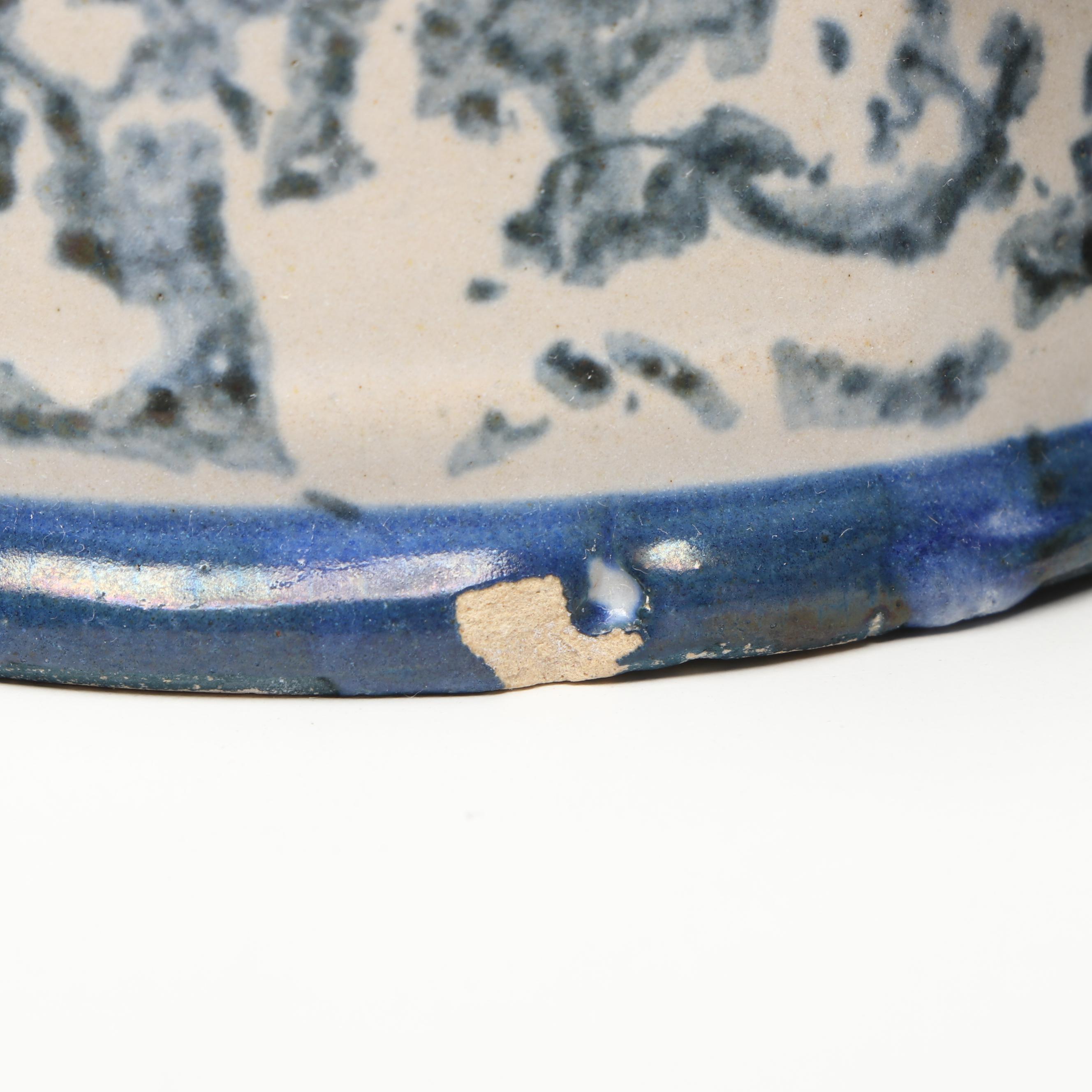 Studio Pottery Blue and White Ceramic Pitcher Vases and Lidded Jar