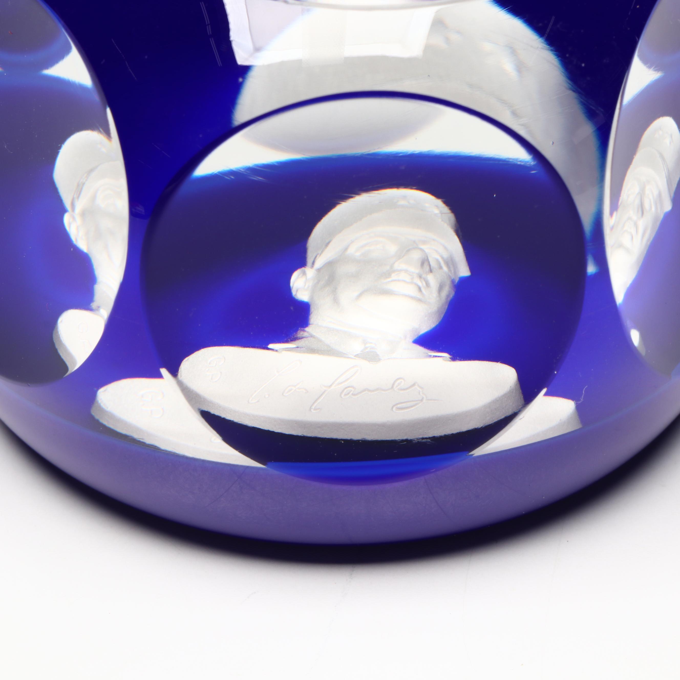 Saint-Louis Sulphide Glass Charles de Gaulle Portrait Paperweight, 1977