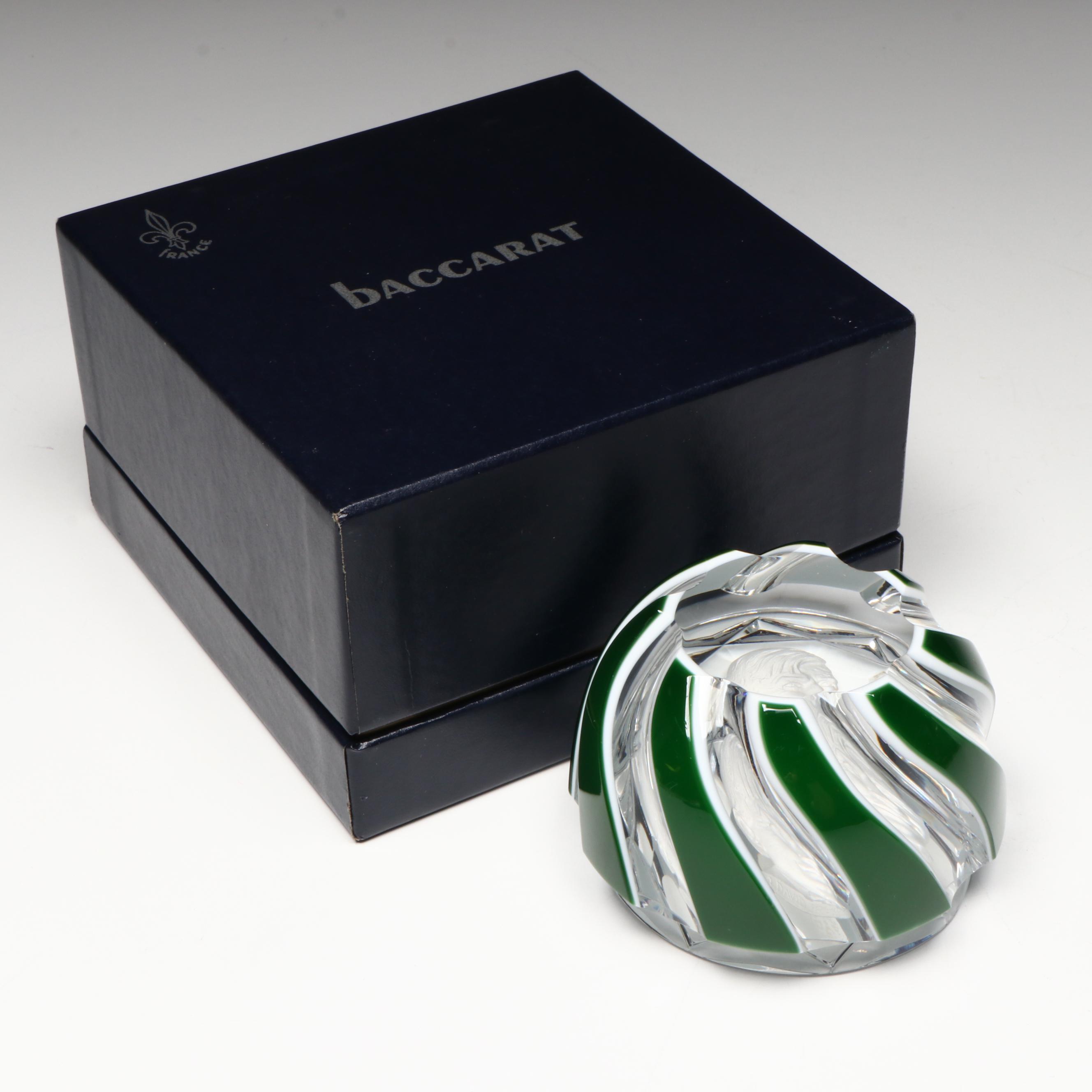 Baccarat Sulphide Will Rogers Portrait Glass Paperweight