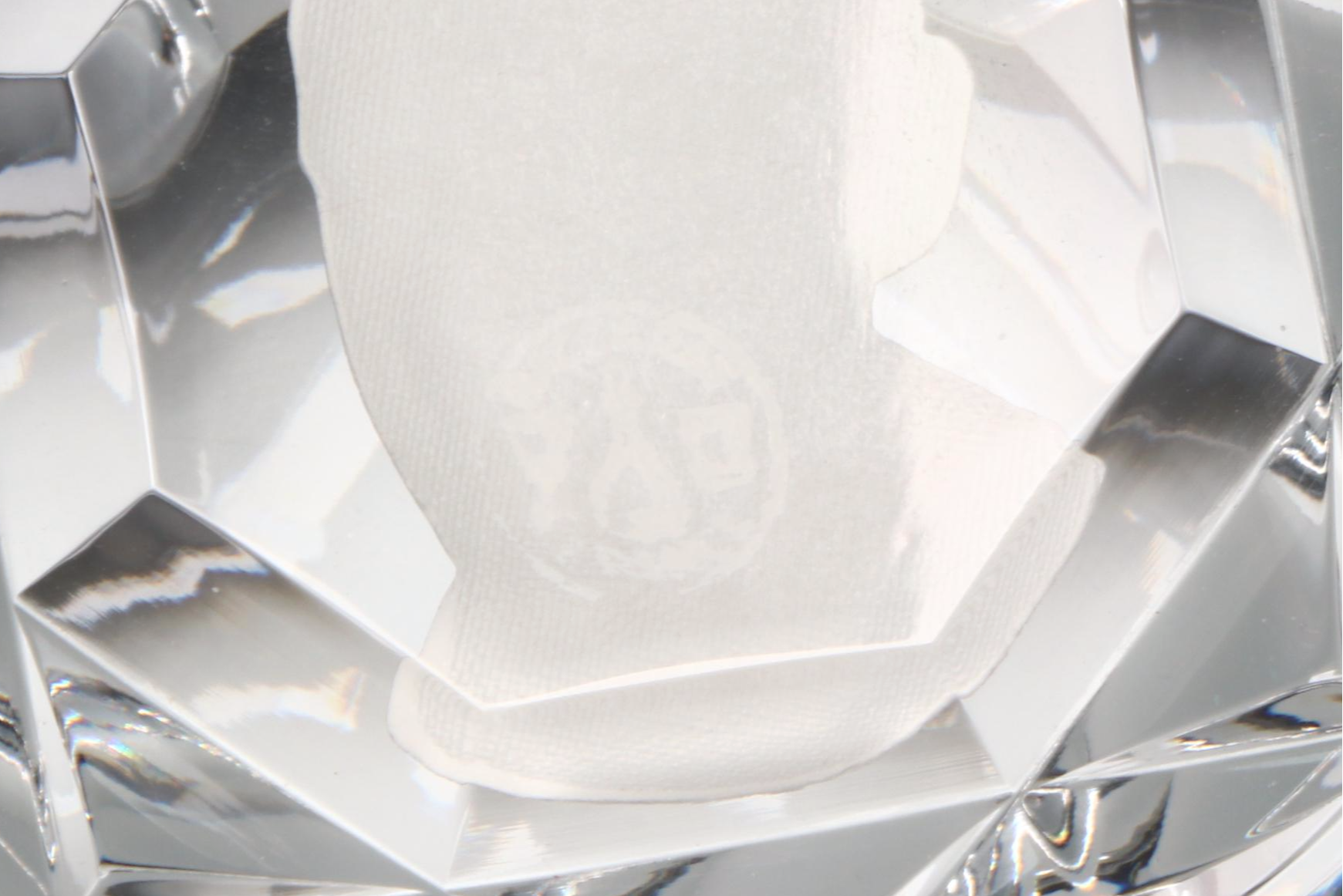 Baccarat Sulphide Will Rogers Portrait Glass Paperweight