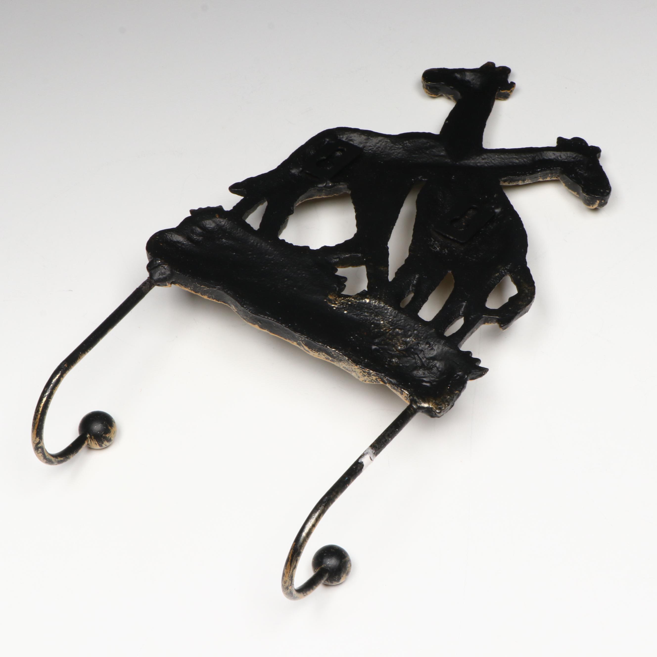 Gilt Cast Metal Giraffe Wall Hooks