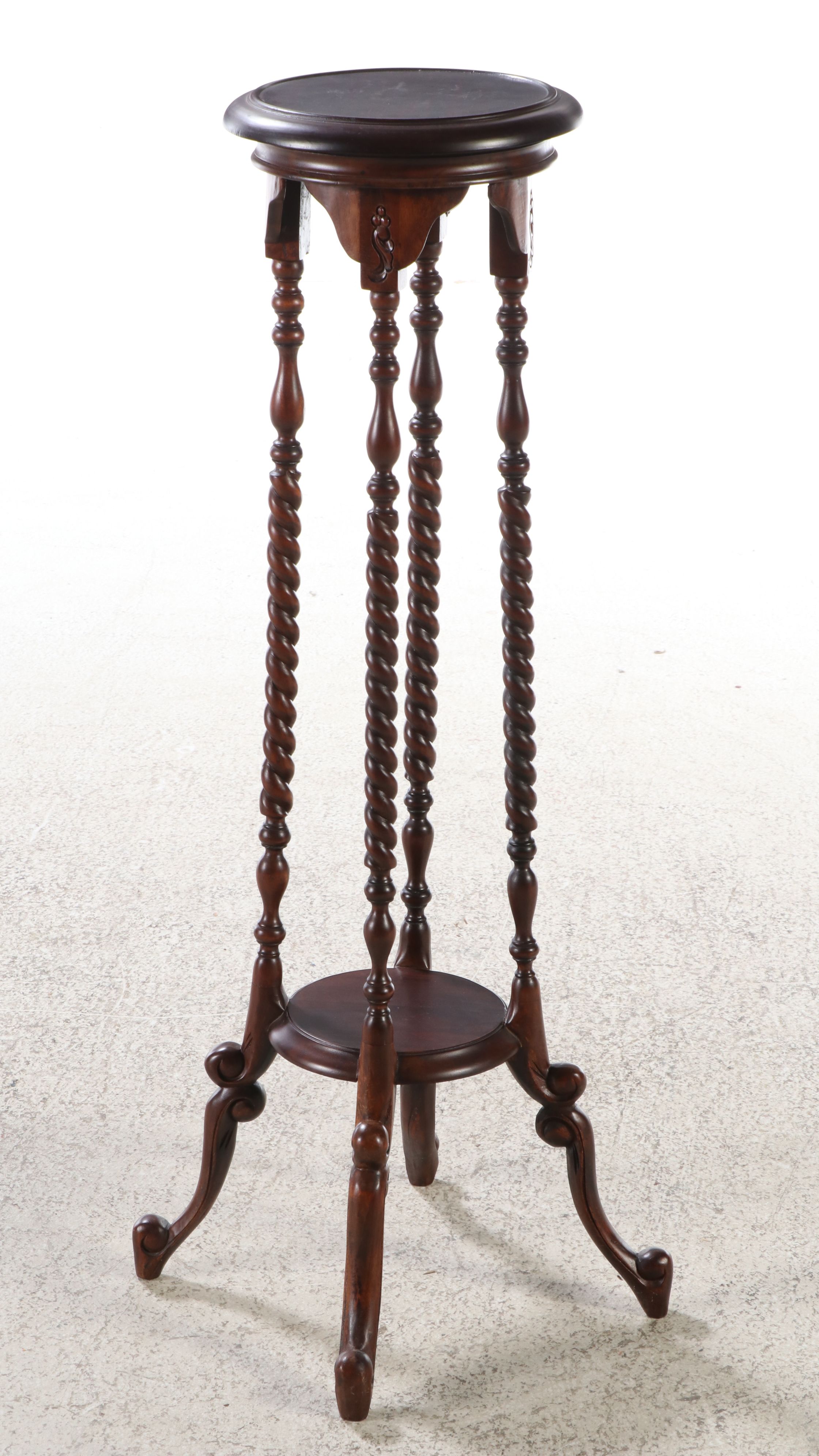 Pair of Mahogany Barley Twist Candlestands
