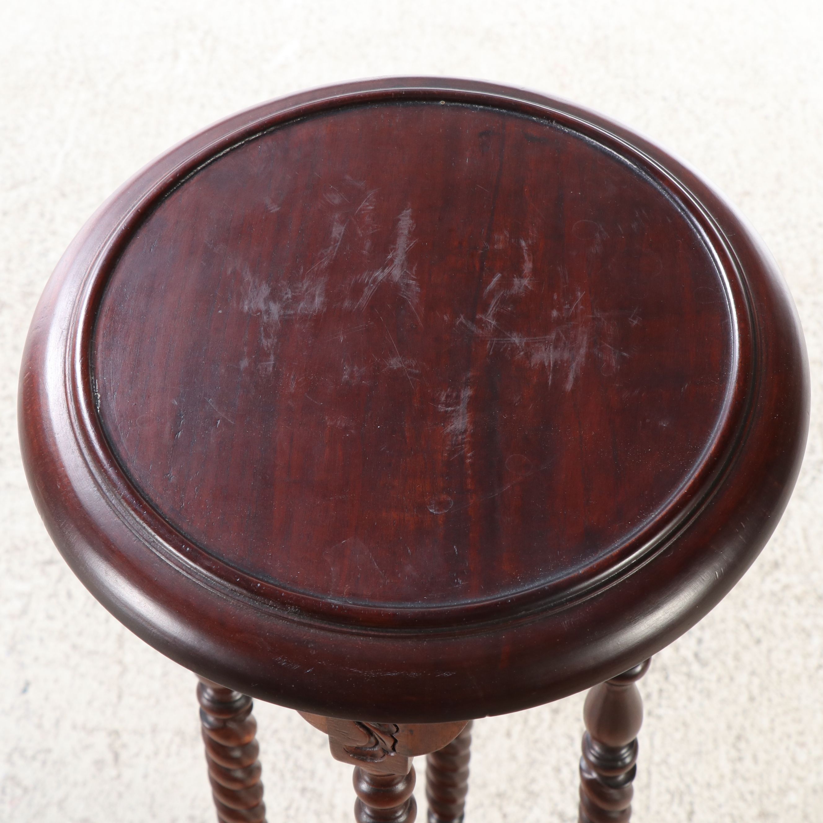Pair of Mahogany Barley Twist Candlestands
