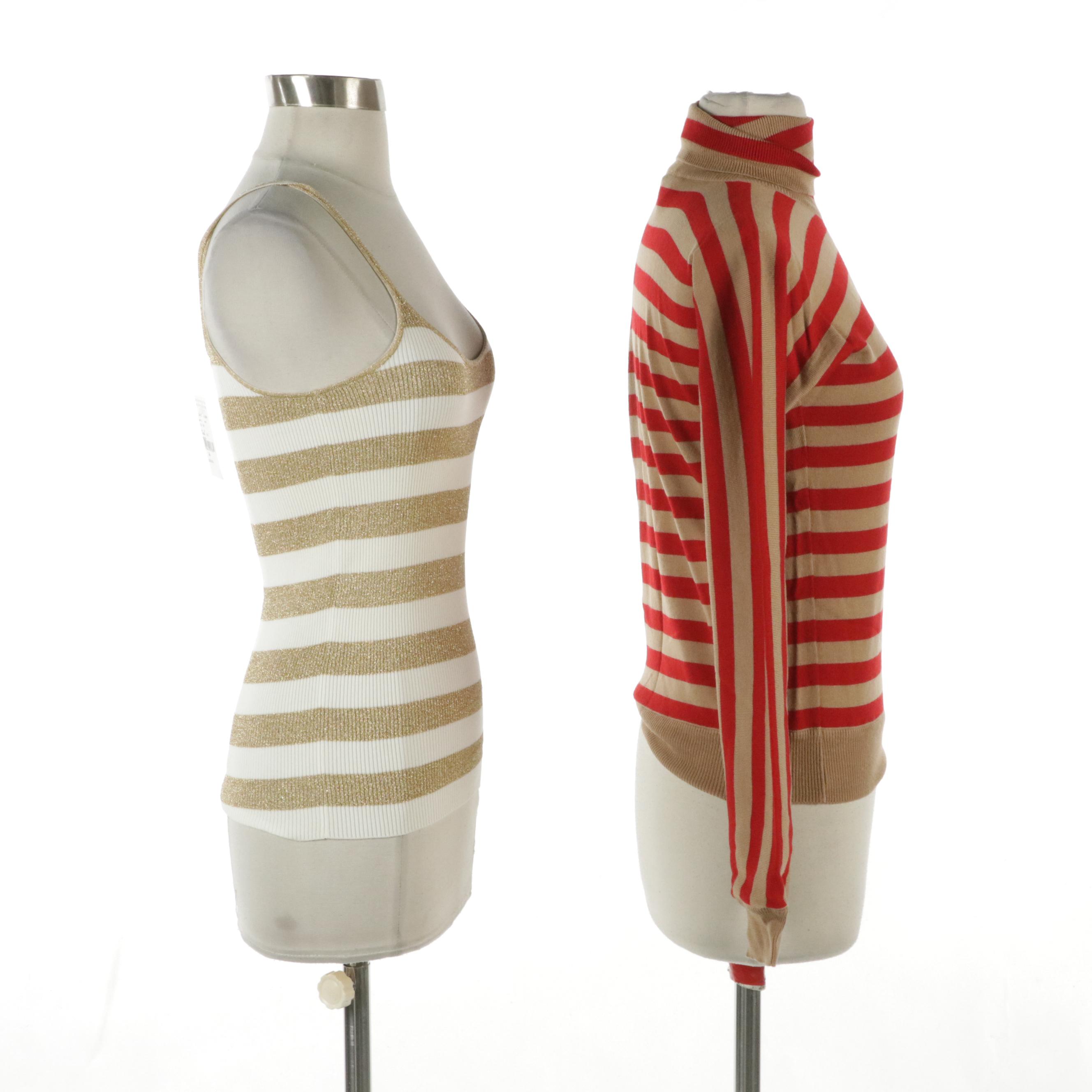 Dolce & Gabbana Striped Knit Tank and Striped Wool Knit Turtleneck with Tags