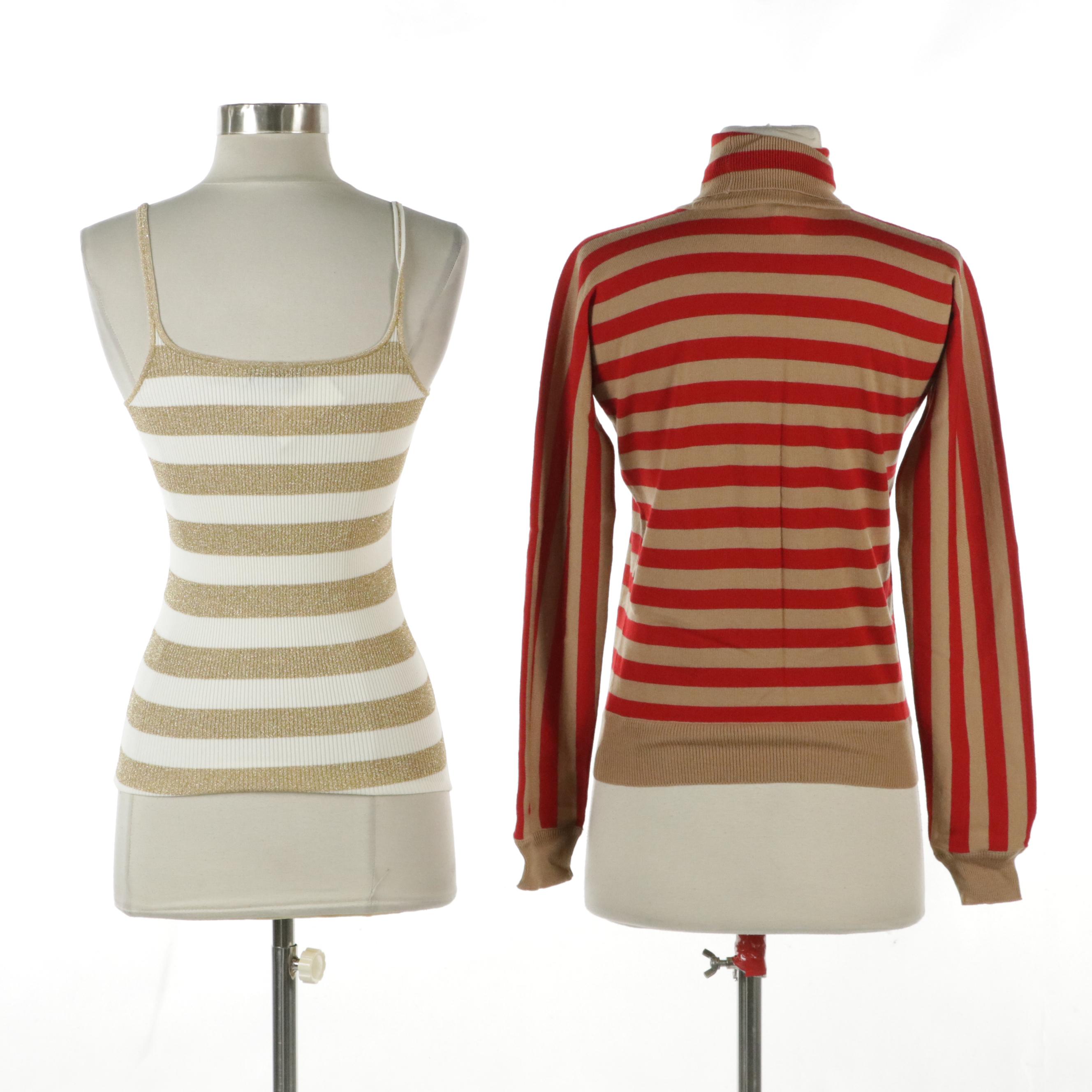 Dolce & Gabbana Striped Knit Tank and Striped Wool Knit Turtleneck with Tags