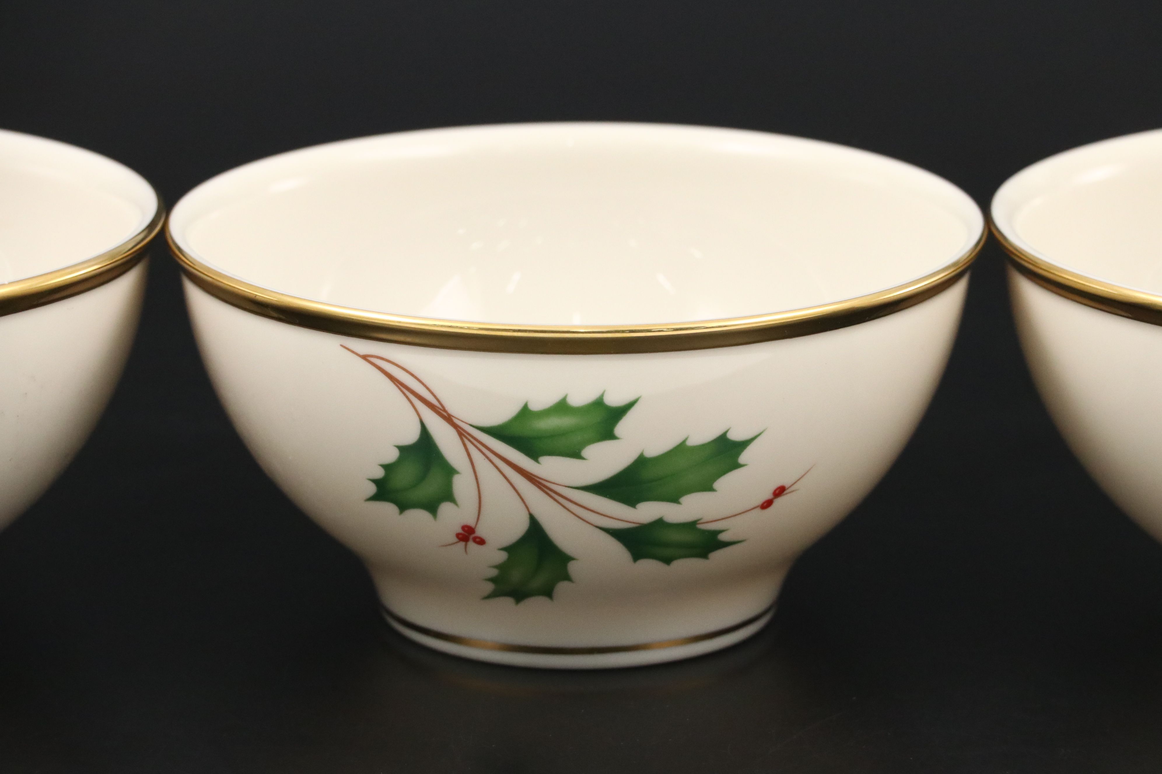 Lenox "Holiday" Bowls and Plates with Candlesticks and Repoussé Berry Spoons