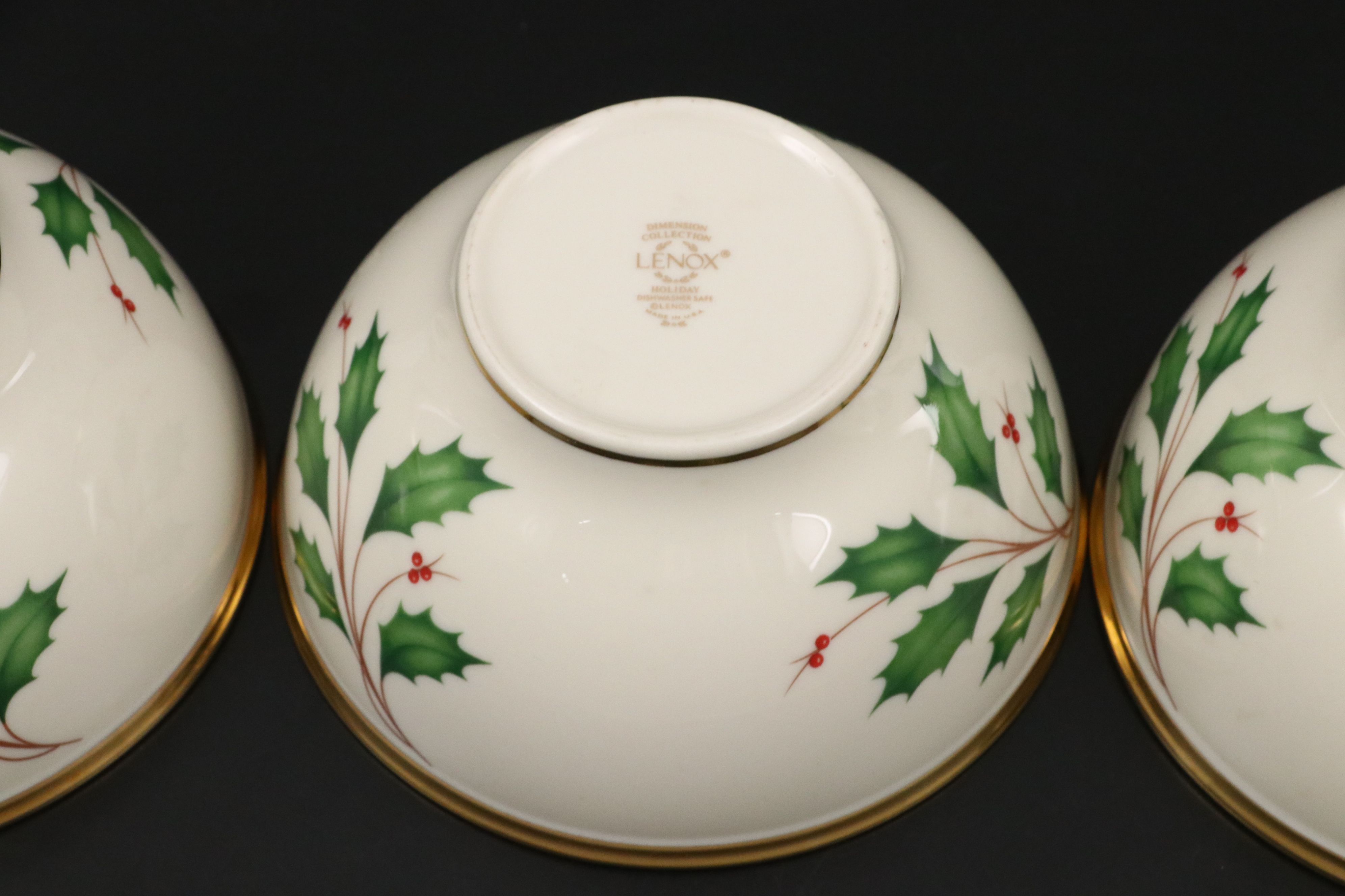 Lenox "Holiday" Bowls and Plates with Candlesticks and Repoussé Berry Spoons