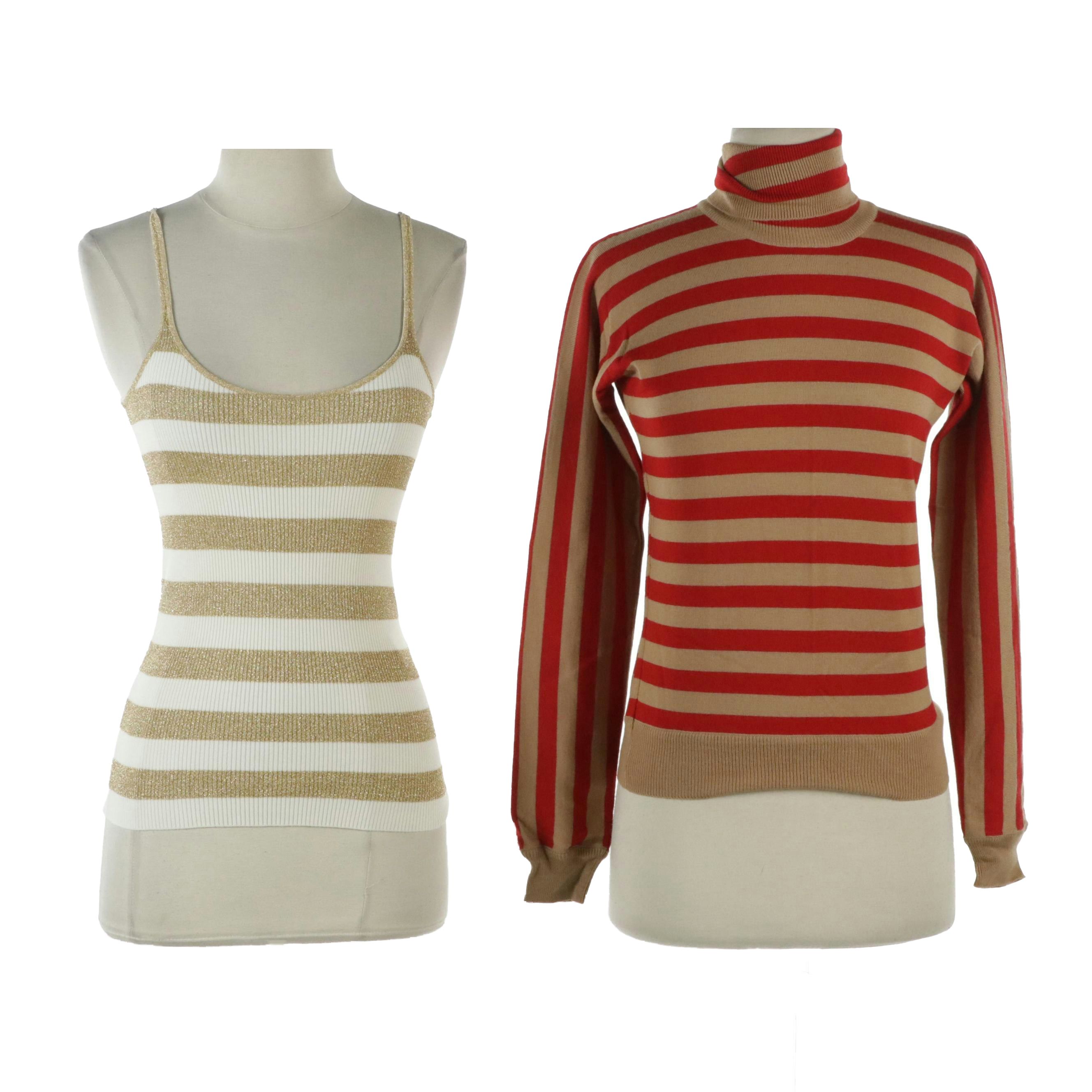 Dolce & Gabbana Striped Knit Tank and Striped Wool Knit Turtleneck with Tags