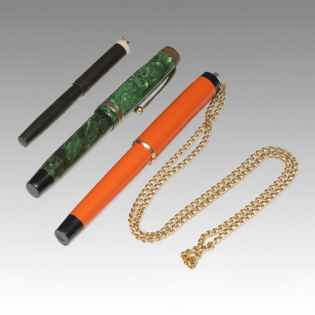 Parker Duofold Fountain Pen with More Dip Pens, Early to Mid-20th Century