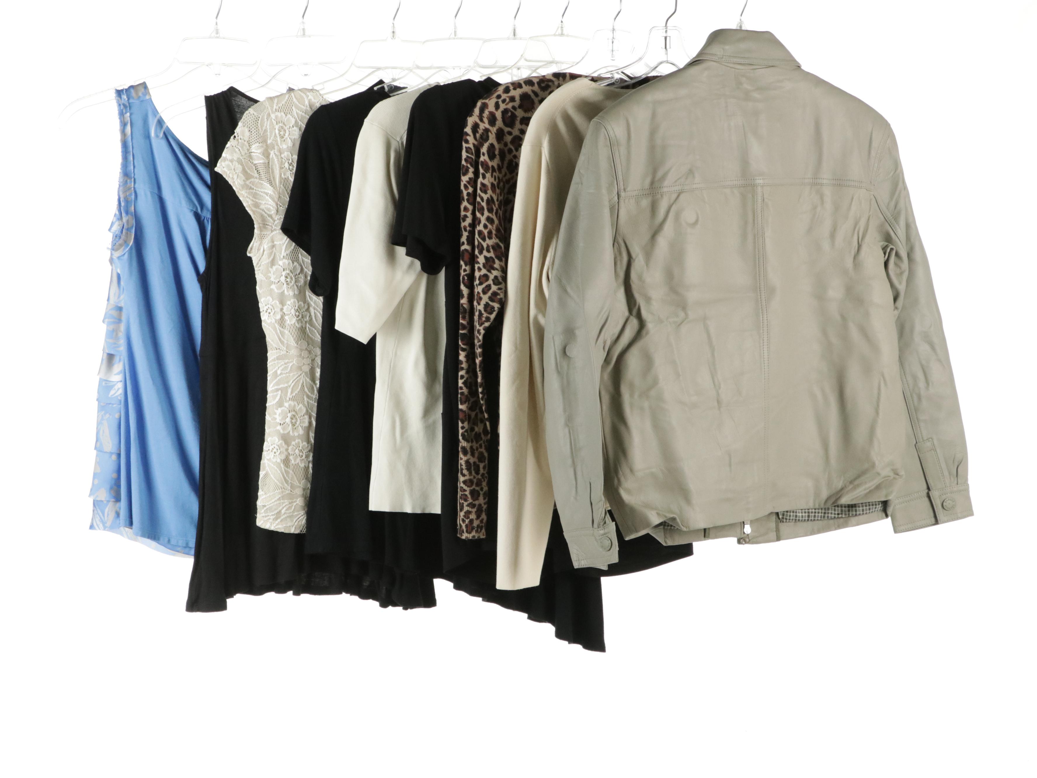 Danier Leather Jacket, Charter Club Silk Cardigan w/ Daisy Fuentes & Other Tops