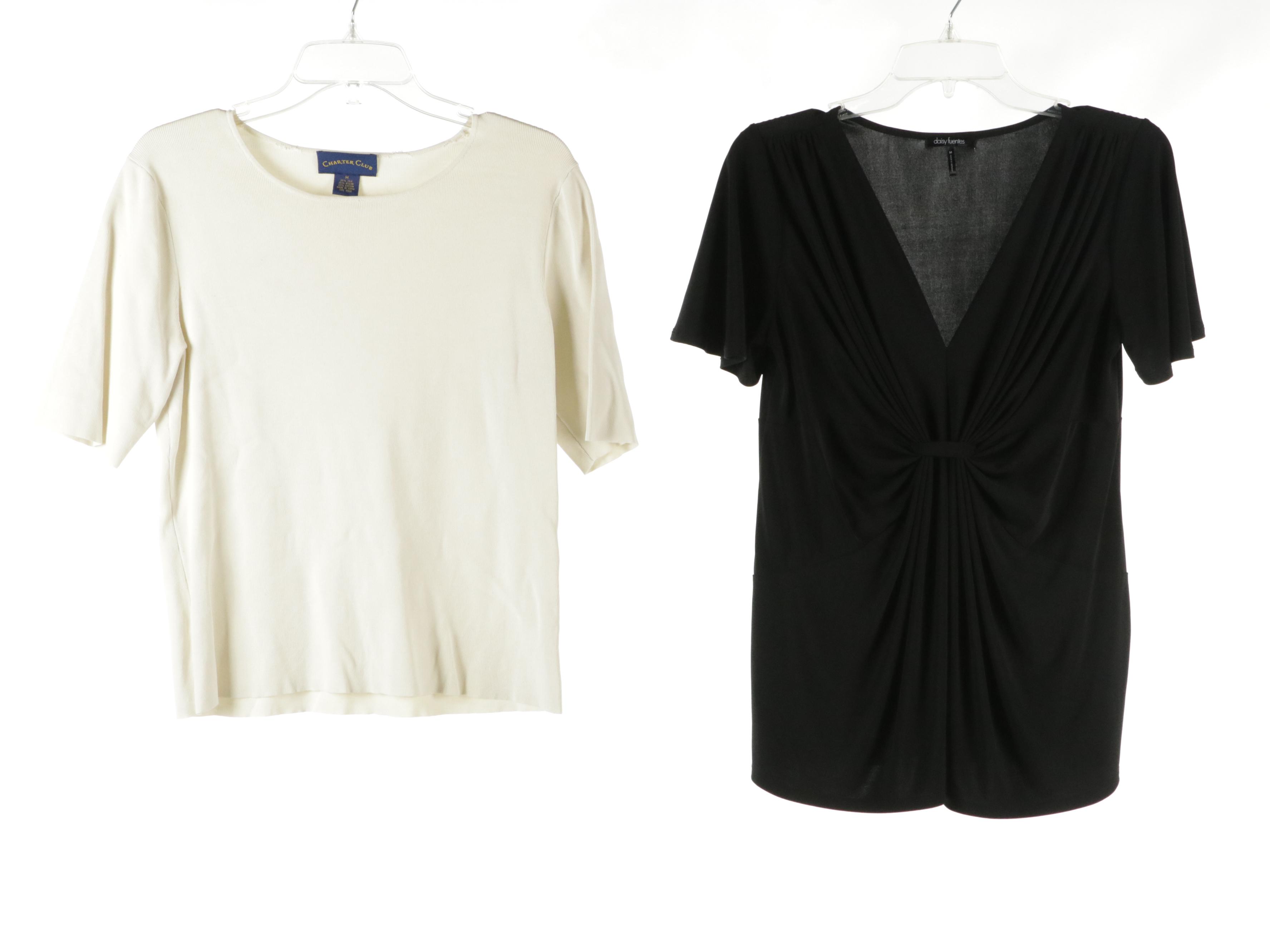 Danier Leather Jacket, Charter Club Silk Cardigan w/ Daisy Fuentes & Other Tops