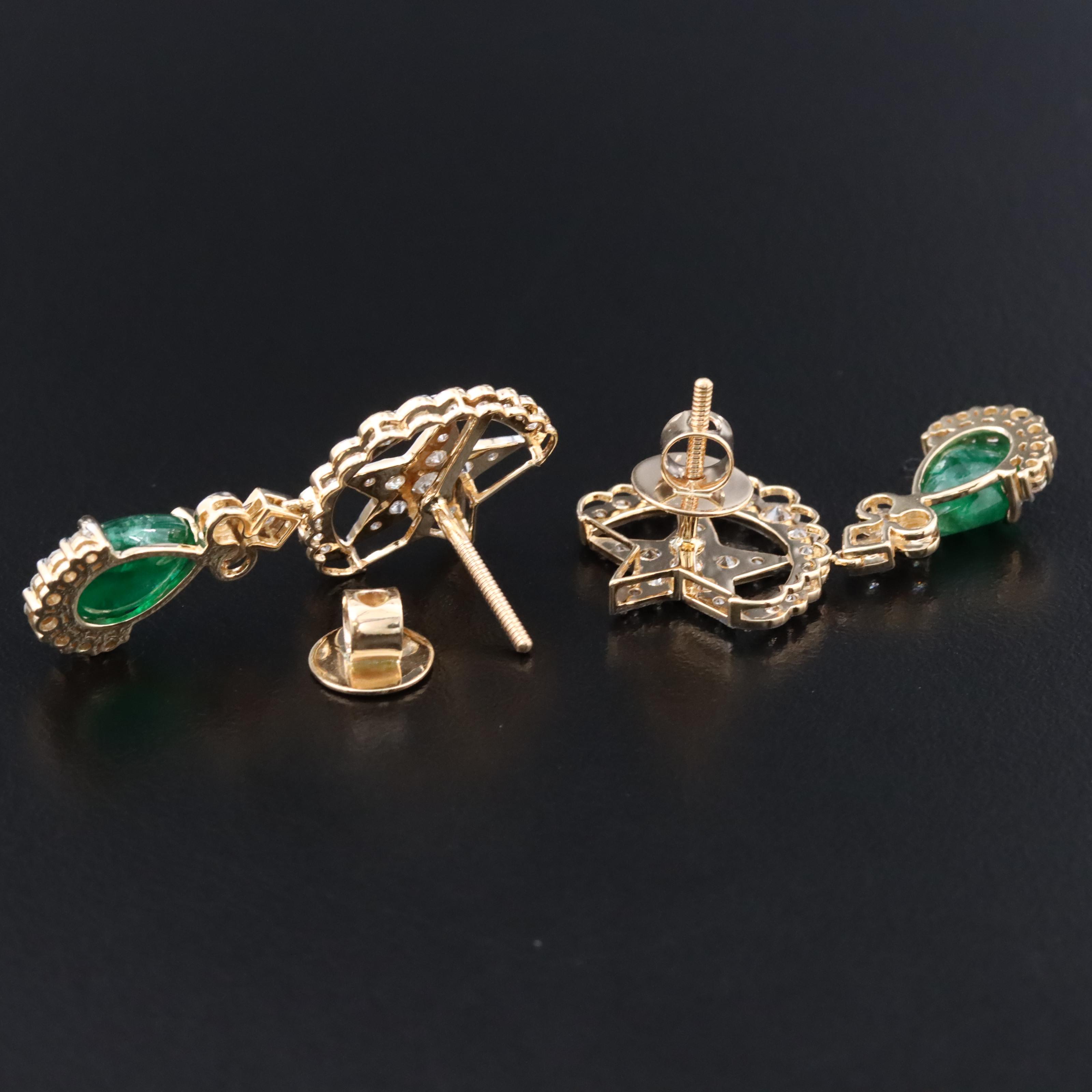 18K 3.05 CTW Emerald and 1.50 CTW Diamond Earrings