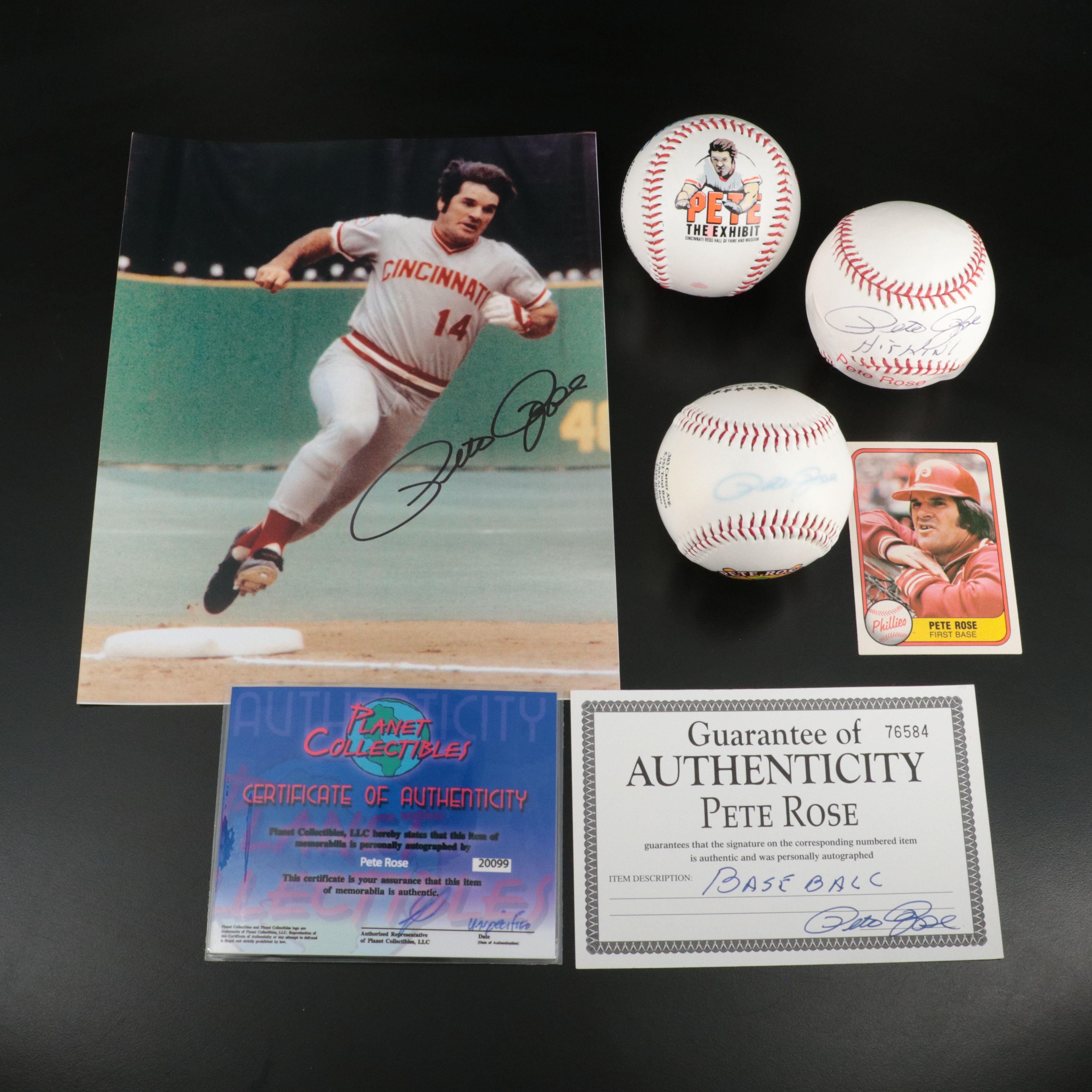 Pete Rose Signed Baseballs, Photograph, and More